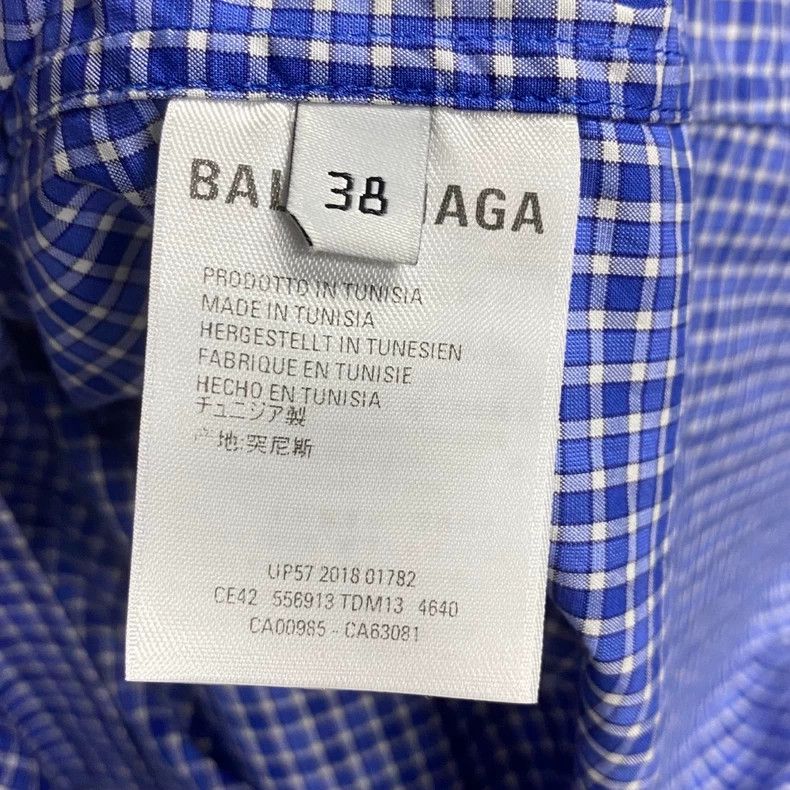 Balenciaga Balenciaga Blue Check Logo Short Sleeve Shirt Size US M / EU 48-50 / 2 - 7 Thumbnail