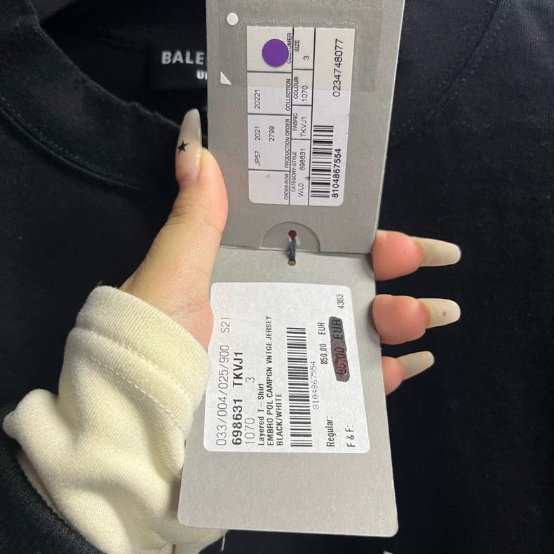 Balenciaga Balenciaga Black Logo Long Sleeve T-Shirt Size US L / EU 52-54 / 3 - 3 Thumbnail