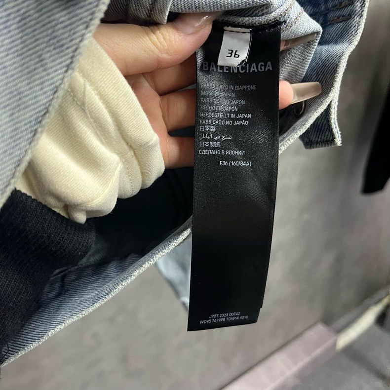 Balenciaga Blue Denim Jacket with Logo Print Size US S / EU 44-46 / 1 - 4 Thumbnail