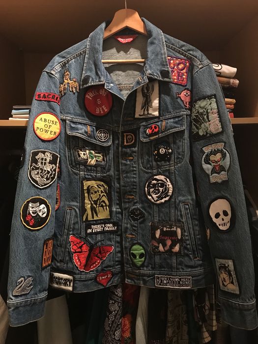 Supreme Patches Denim Trucker Jacket 'Blue