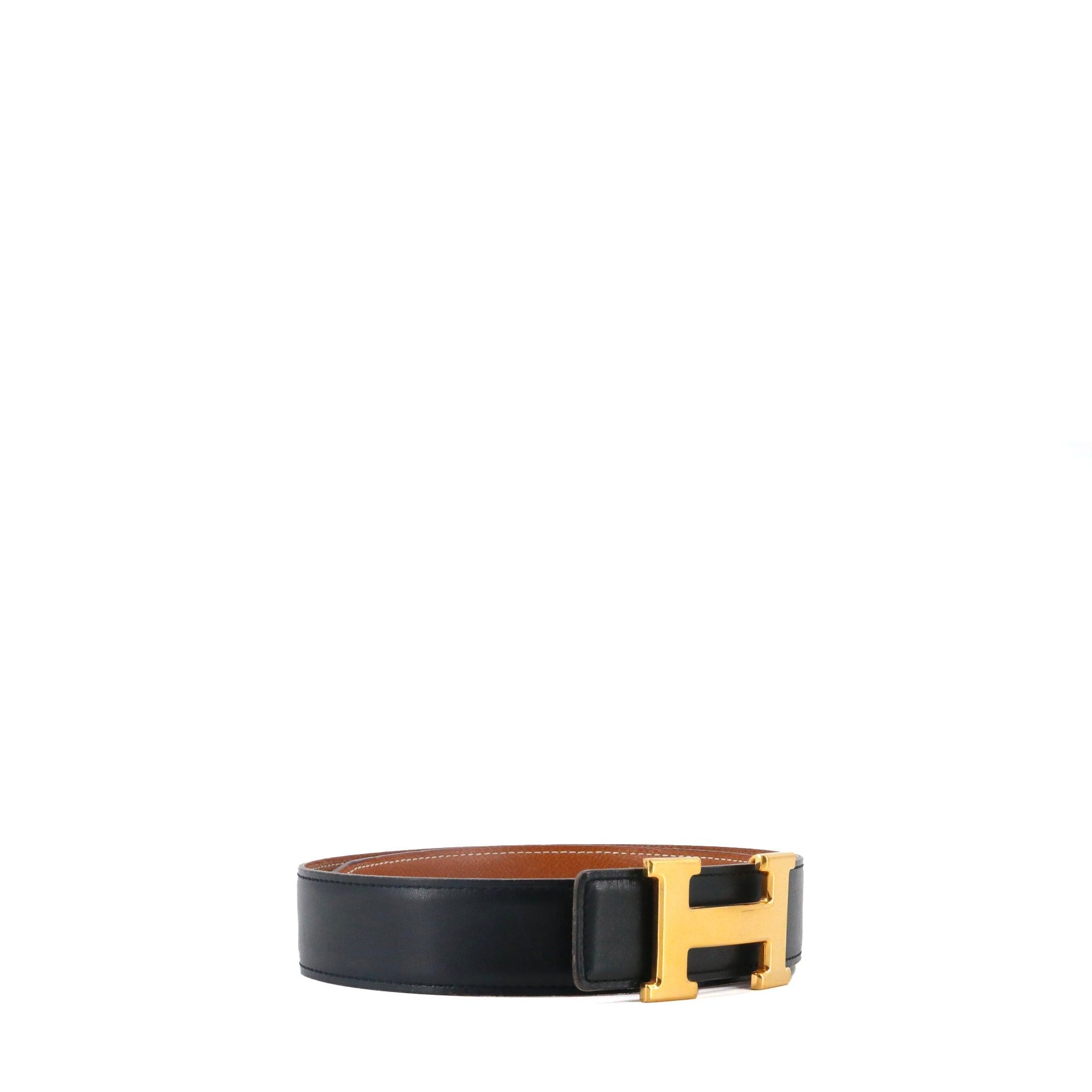 Hermes HERMÈS - Hermès reversible H belt in black and gold leather (T70) Size ONE SIZE - 2 Thumbnail
