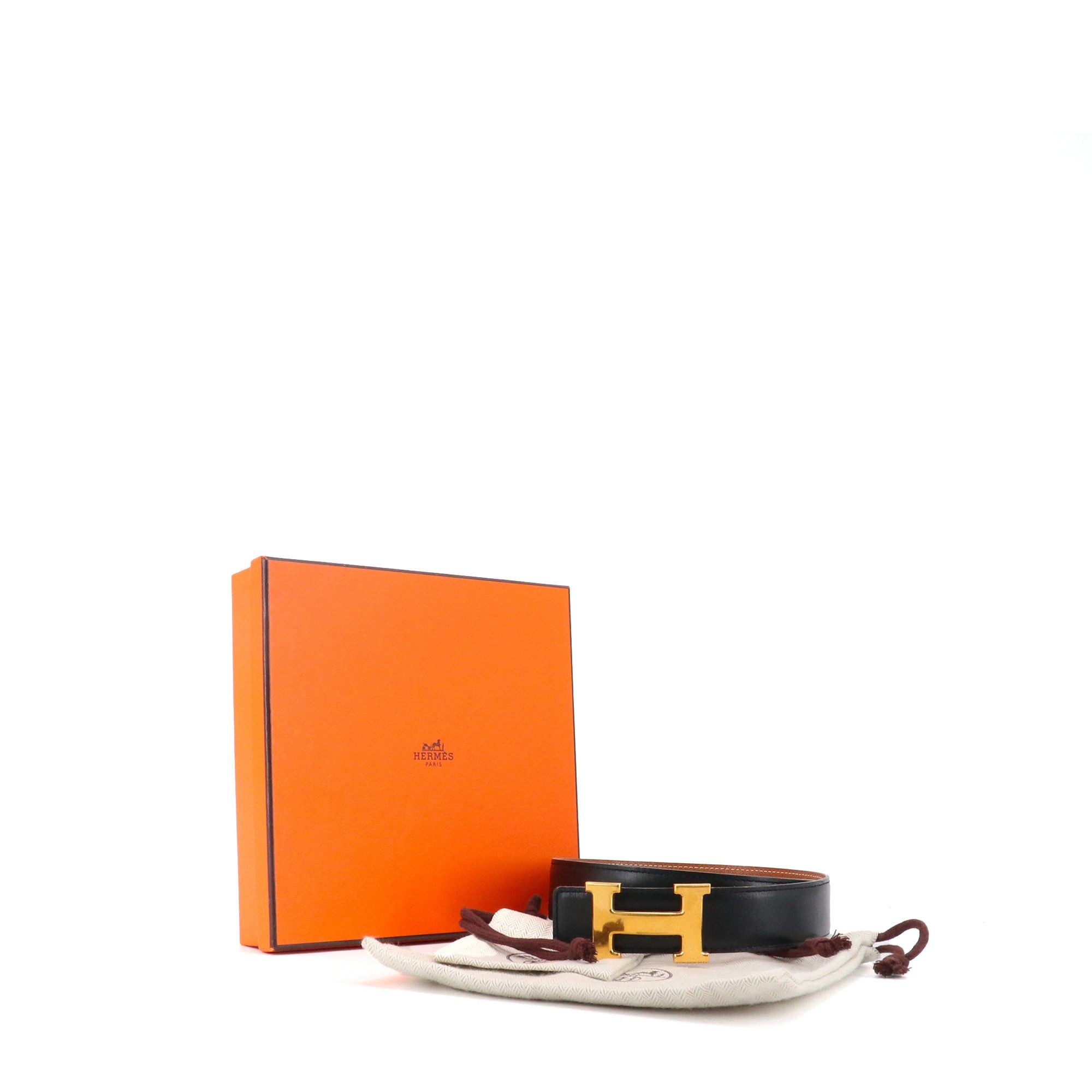Hermes HERMÈS - Hermès reversible H belt in black and gold leather (T70) Size ONE SIZE - 8 Thumbnail