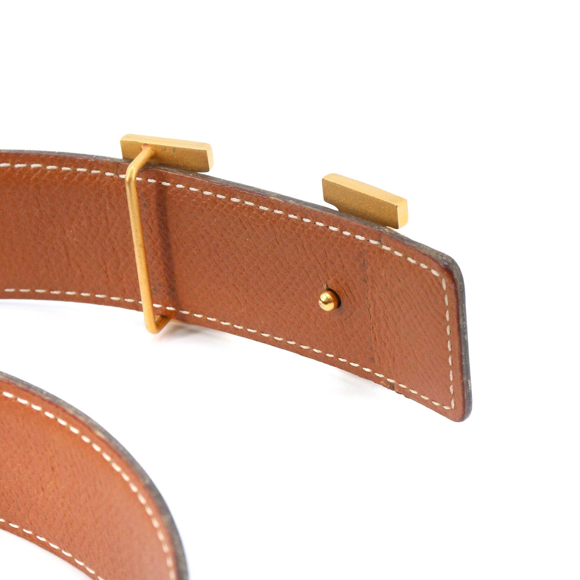 Hermes HERMÈS - Hermès reversible H belt in black and gold leather (T70) Size ONE SIZE - 5 Thumbnail