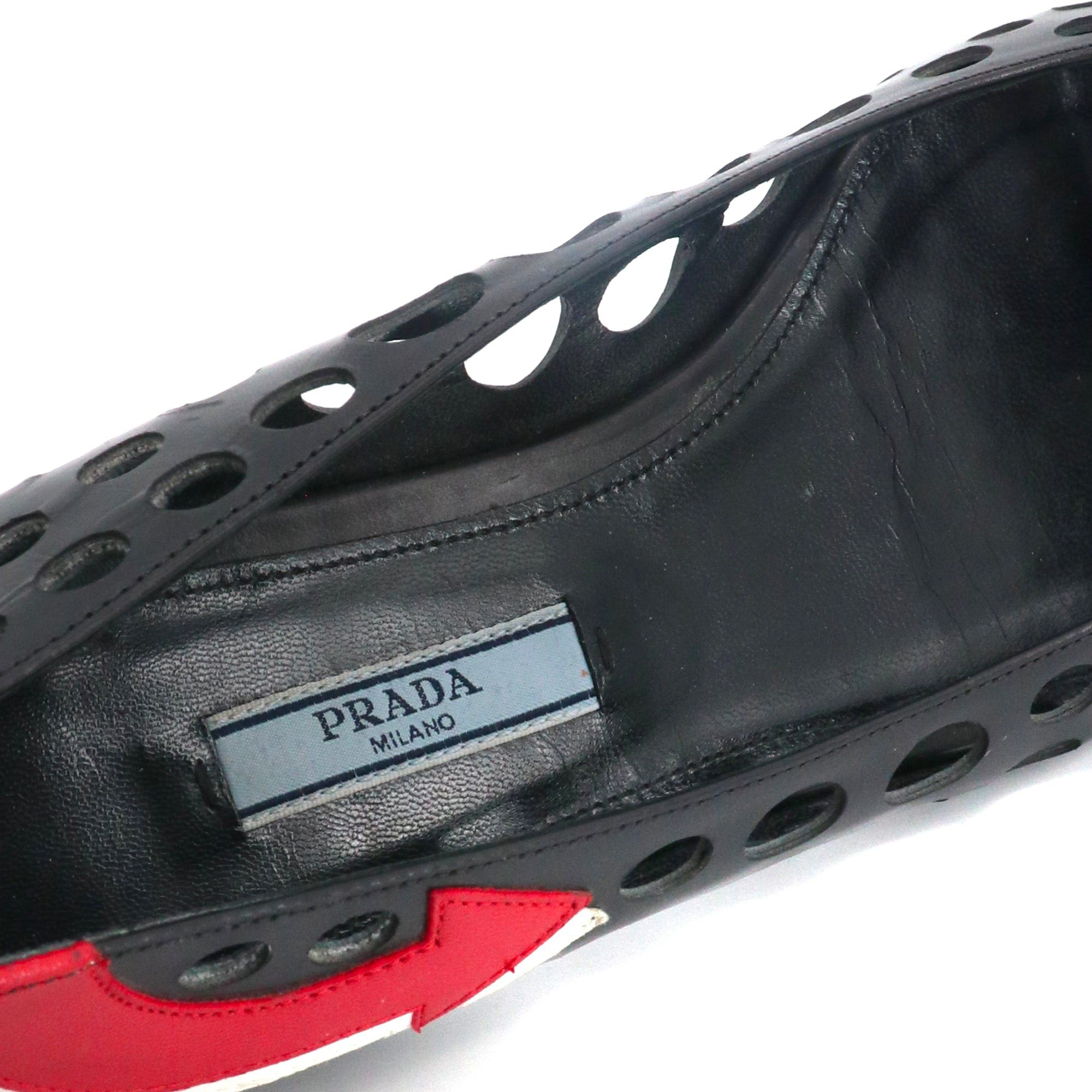 Prada PRADA - Prada ballerinas in black perforated leather (T39) Size US 8 / IT 38 - 6 Thumbnail