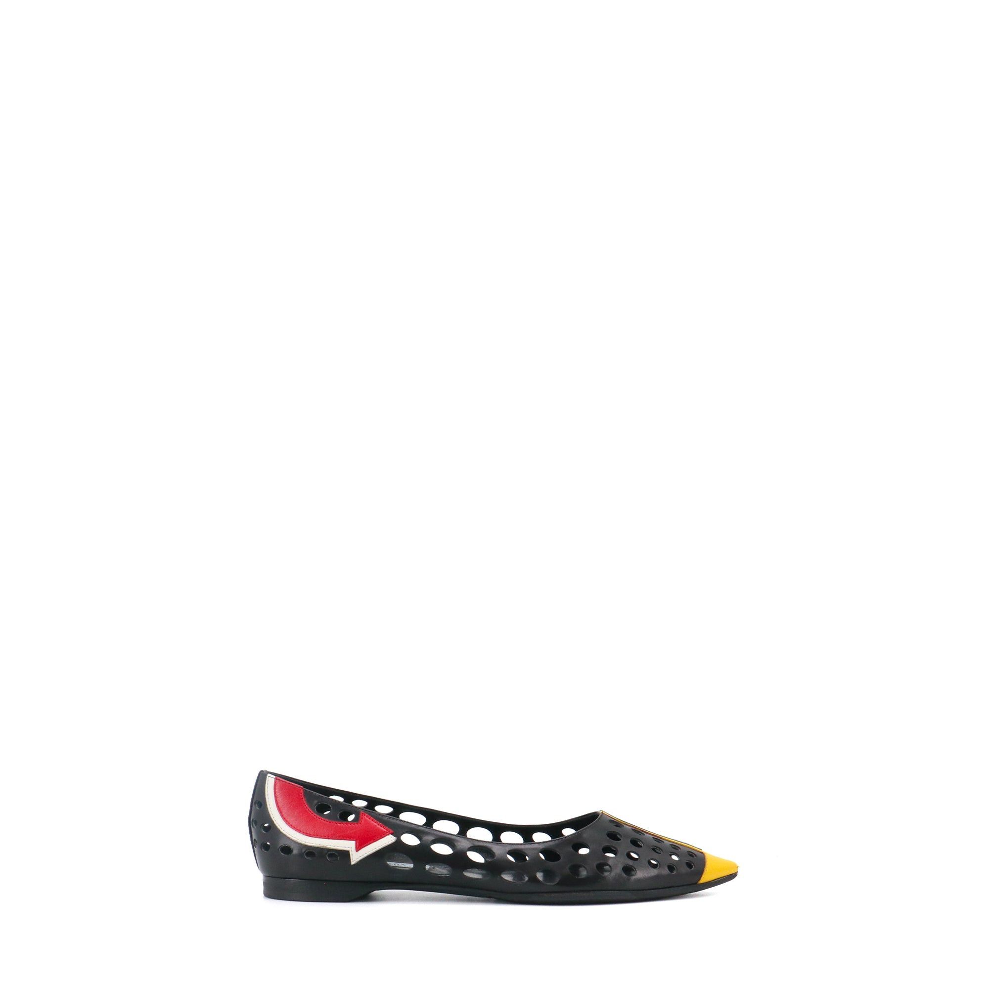Prada PRADA - Prada ballerinas in black perforated leather (T39) Size US 8 / IT 38 - 2 Thumbnail