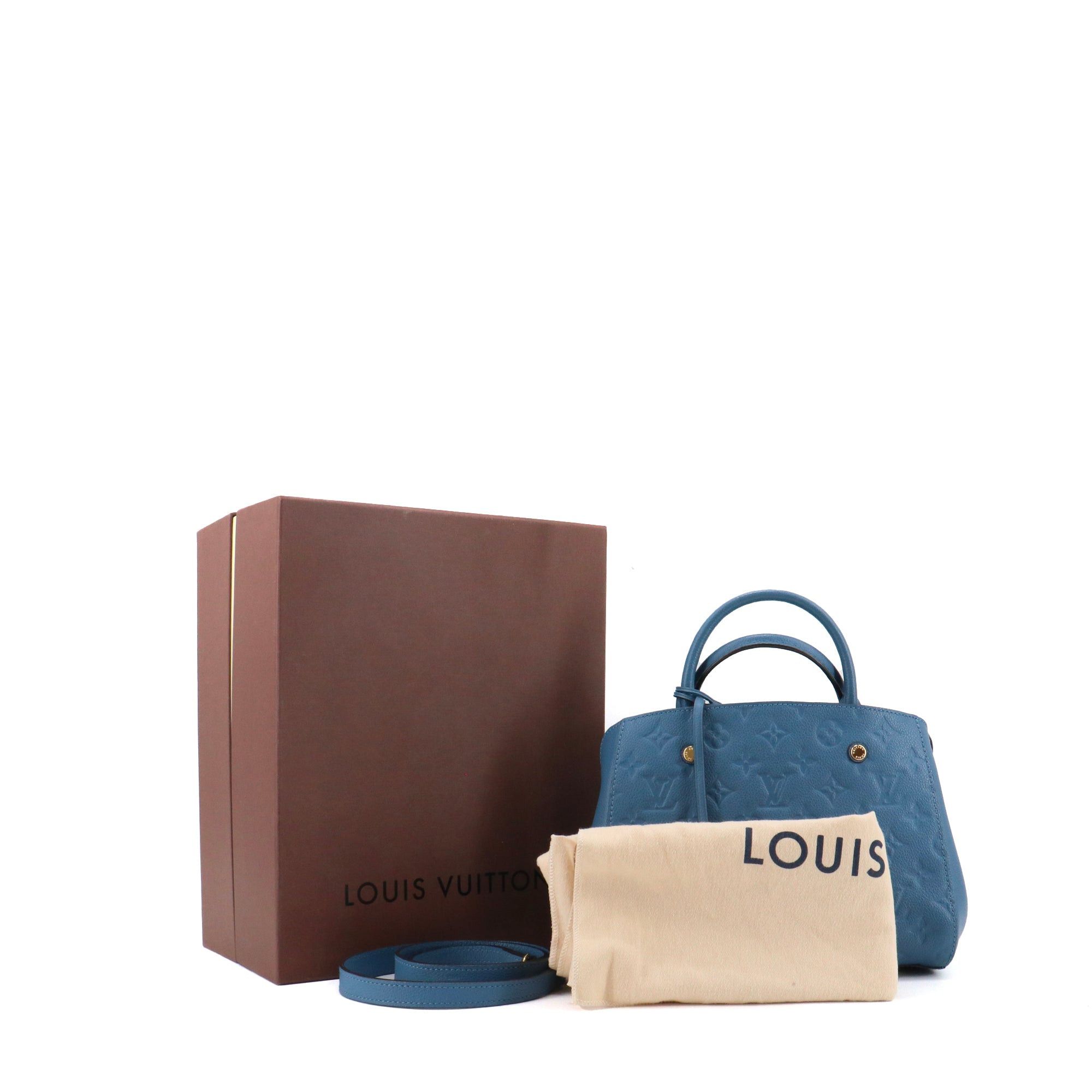 Louis Vuitton LOUIS VUITTON - Montaigne PM Louis Vuitton handbag in blue imprint leather Size ONE SIZE - 11 Thumbnail