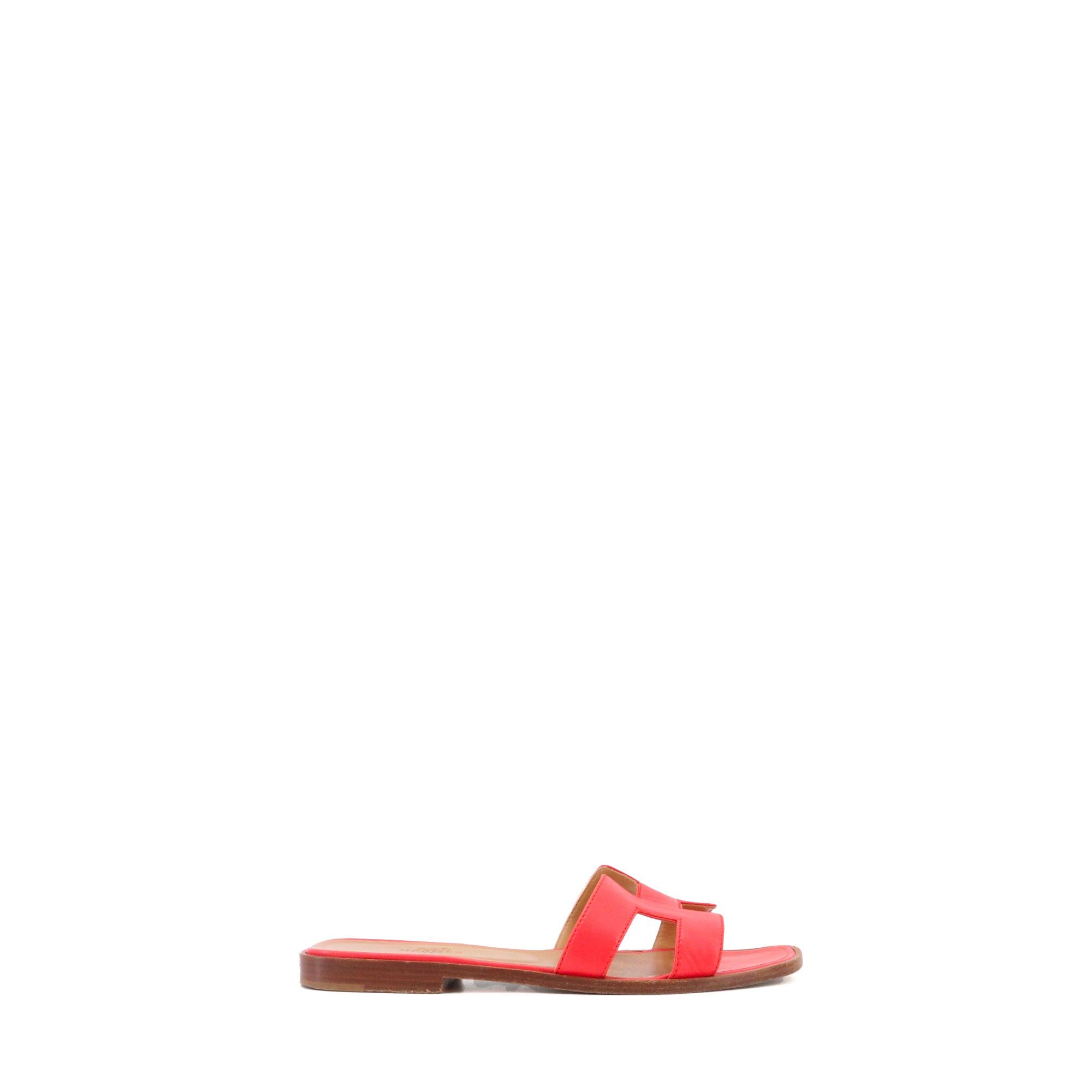 Hermes HERMÈS - Oran Hermès sandals in vermillion pink leather (T36) Size US 5 / IT 35 - 2 Thumbnail