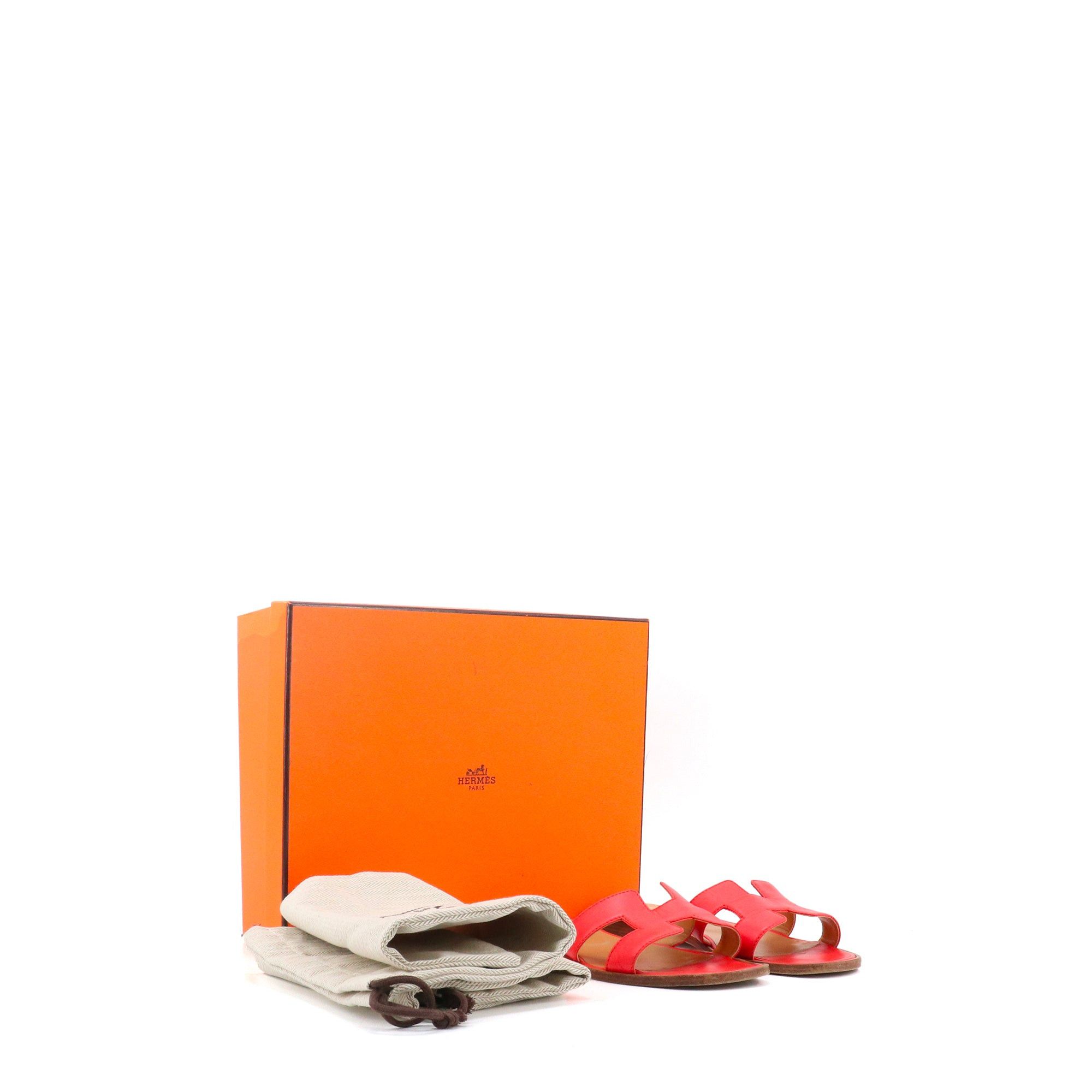 Hermes HERMÈS - Oran Hermès sandals in vermillion pink leather (T36) Size US 5 / IT 35 - 6 Thumbnail