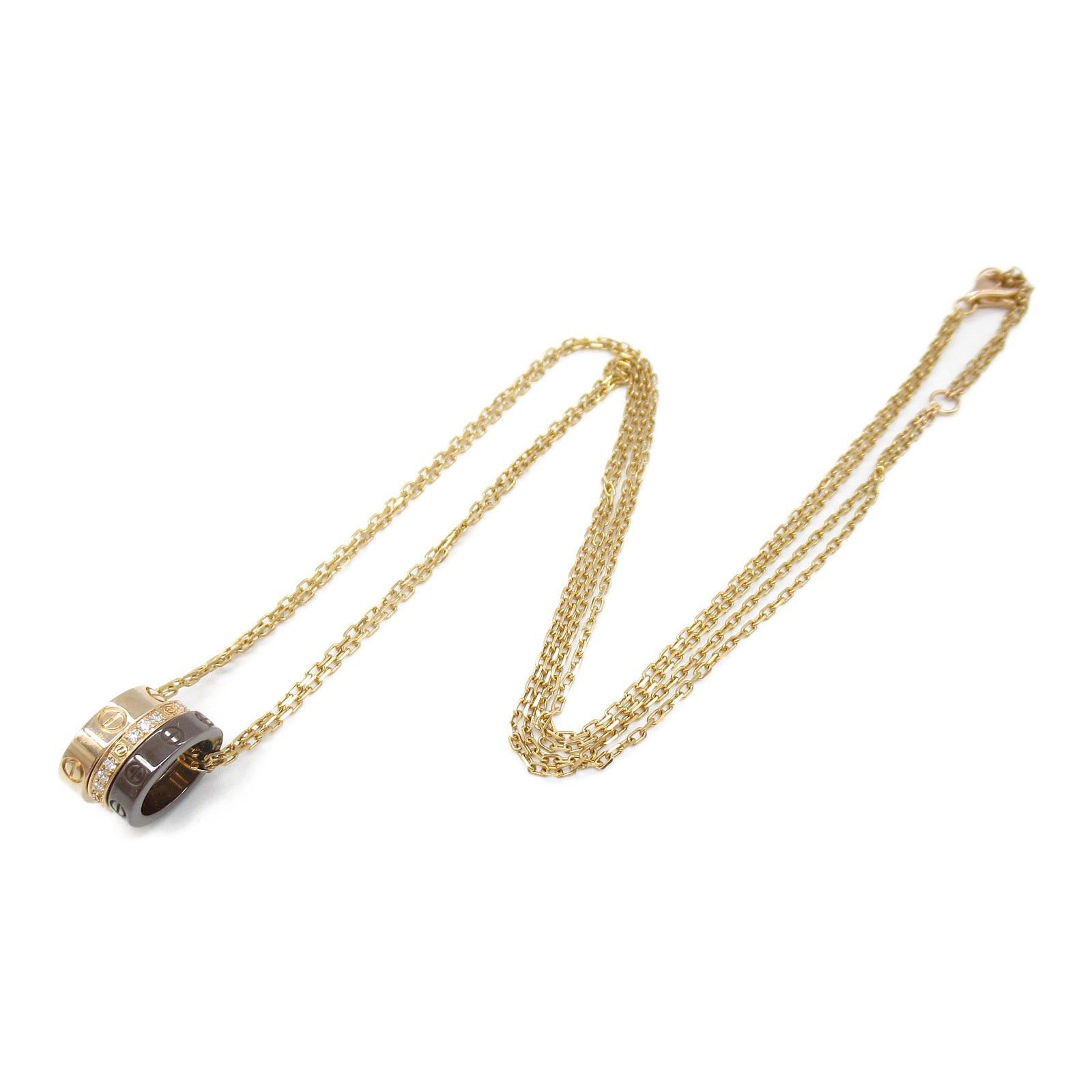 Cartier Cartier Love Three Hoops Necklace Diamond K18Pg (Pink Gold) Ceramic Clear Size ONE SIZE - 3 Thumbnail