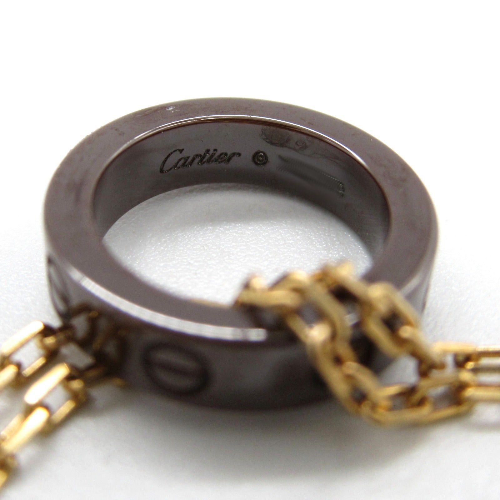 Cartier Cartier Love Three Hoops Necklace Diamond K18Pg (Pink Gold) Ceramic Clear Size ONE SIZE - 7 Thumbnail