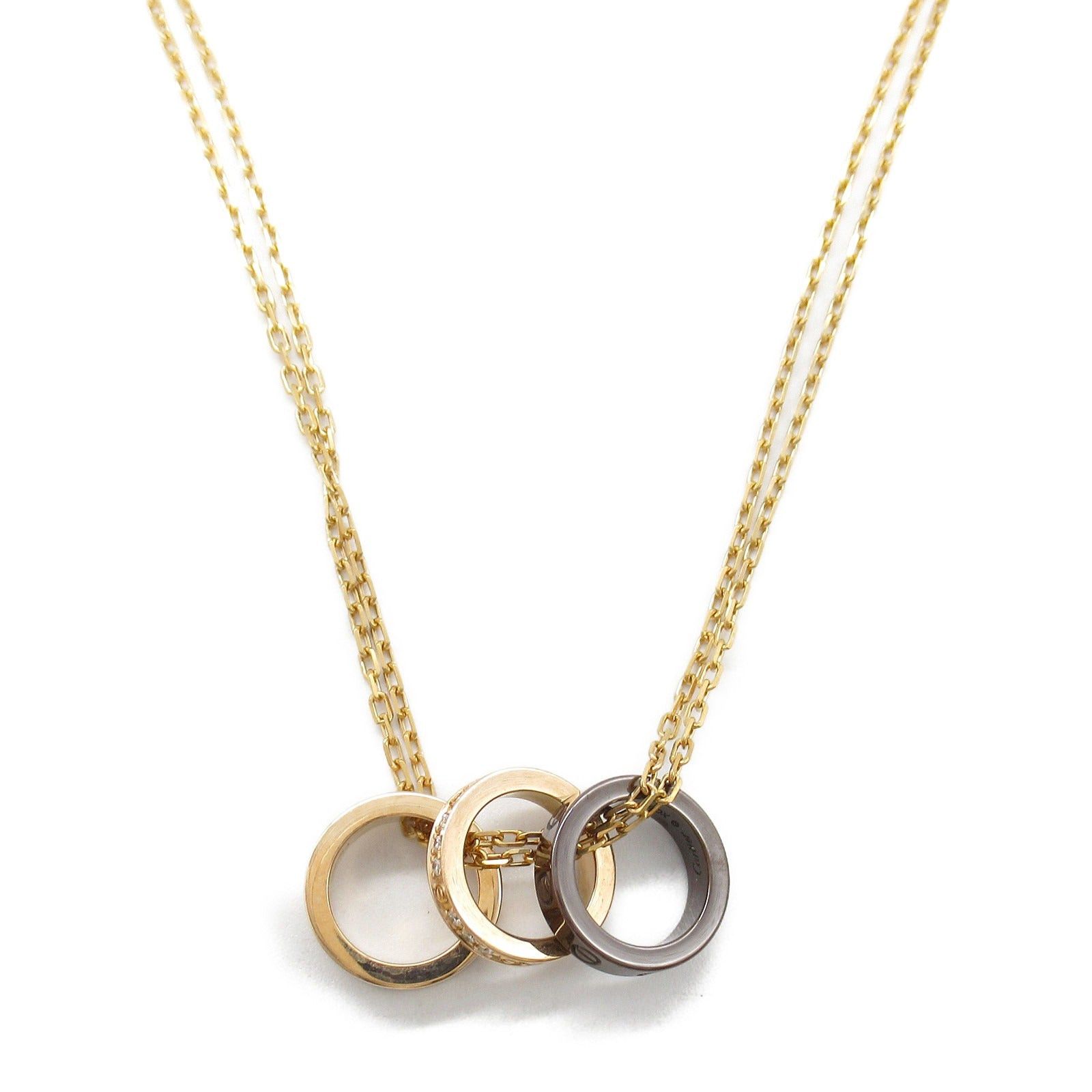 Cartier Cartier Love Three Hoops Necklace Diamond K18Pg (Pink Gold) Ceramic Clear Size ONE SIZE - 2 Thumbnail