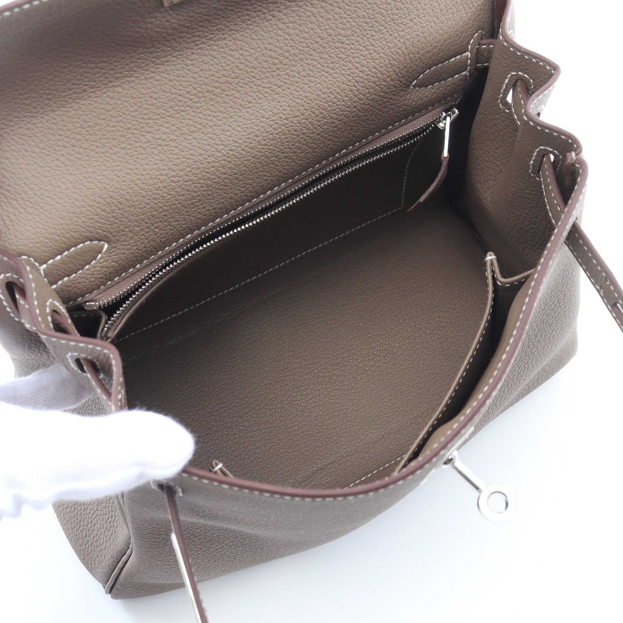 Hermes Hermes Kelly 25 Etoupe Handbag Togo Gray Brown Silver Hardware Inner Stitch Double Engraved Size ONE SIZE - 3 Thumbnail