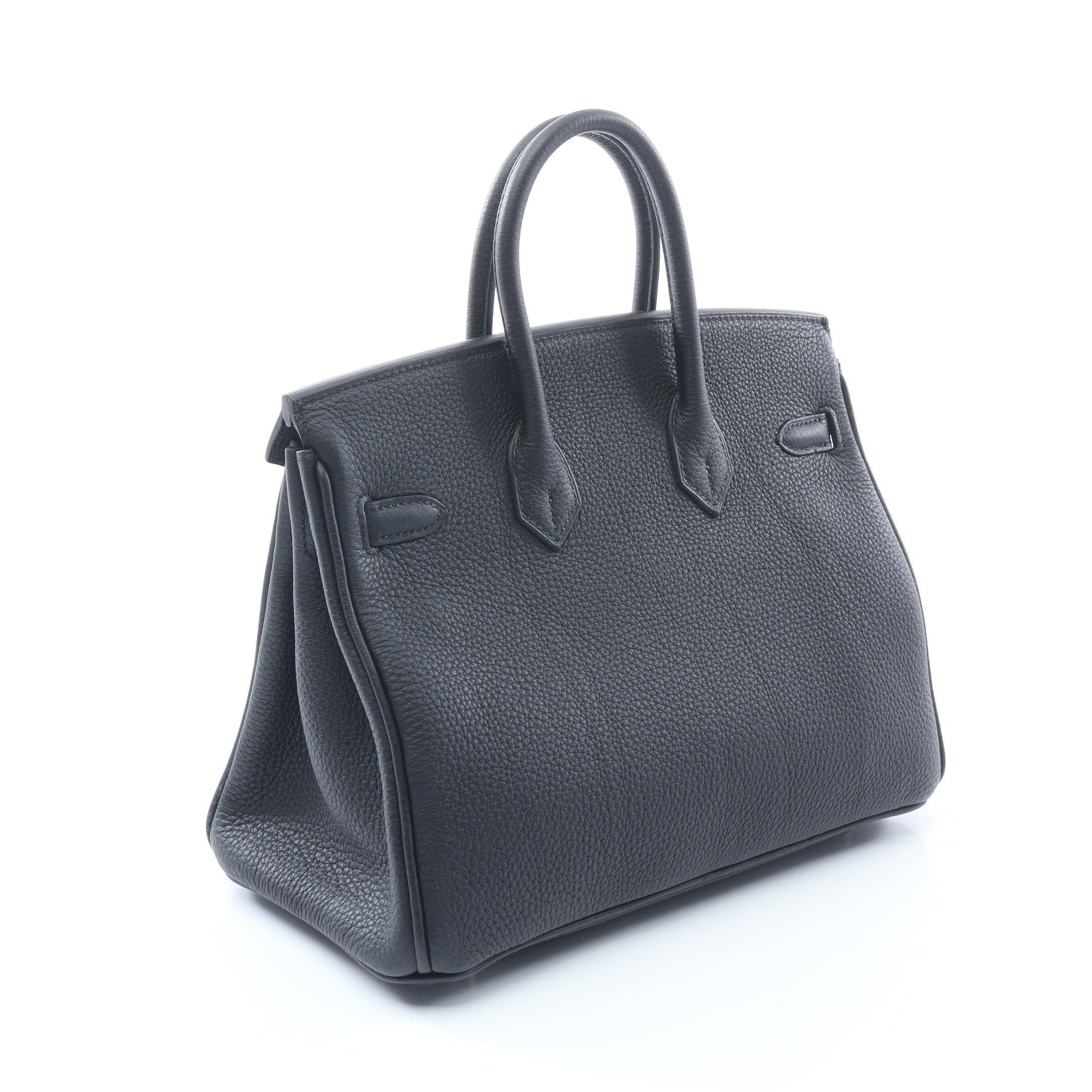 Hermes Hermes Birkin 25 Handbag Togo Black Silver Hardware Double Engraved Size ONE SIZE - 2 Thumbnail