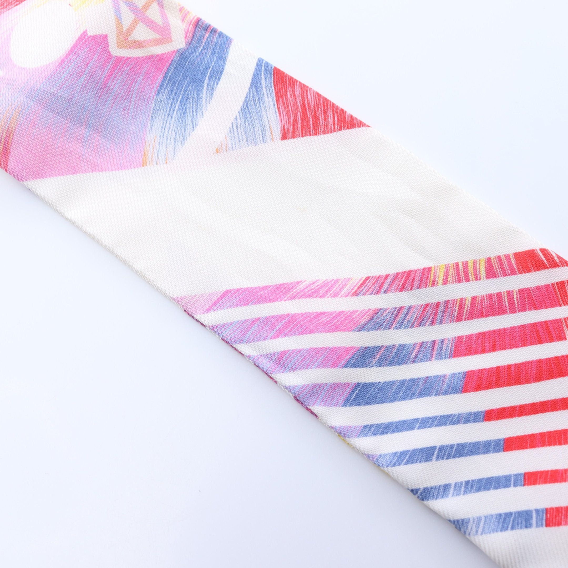 Hermes Hermes Twilly Ex-Libris Marble Ribbon Scarf Silk Off White Multicolor Size ONE SIZE - 5 Thumbnail