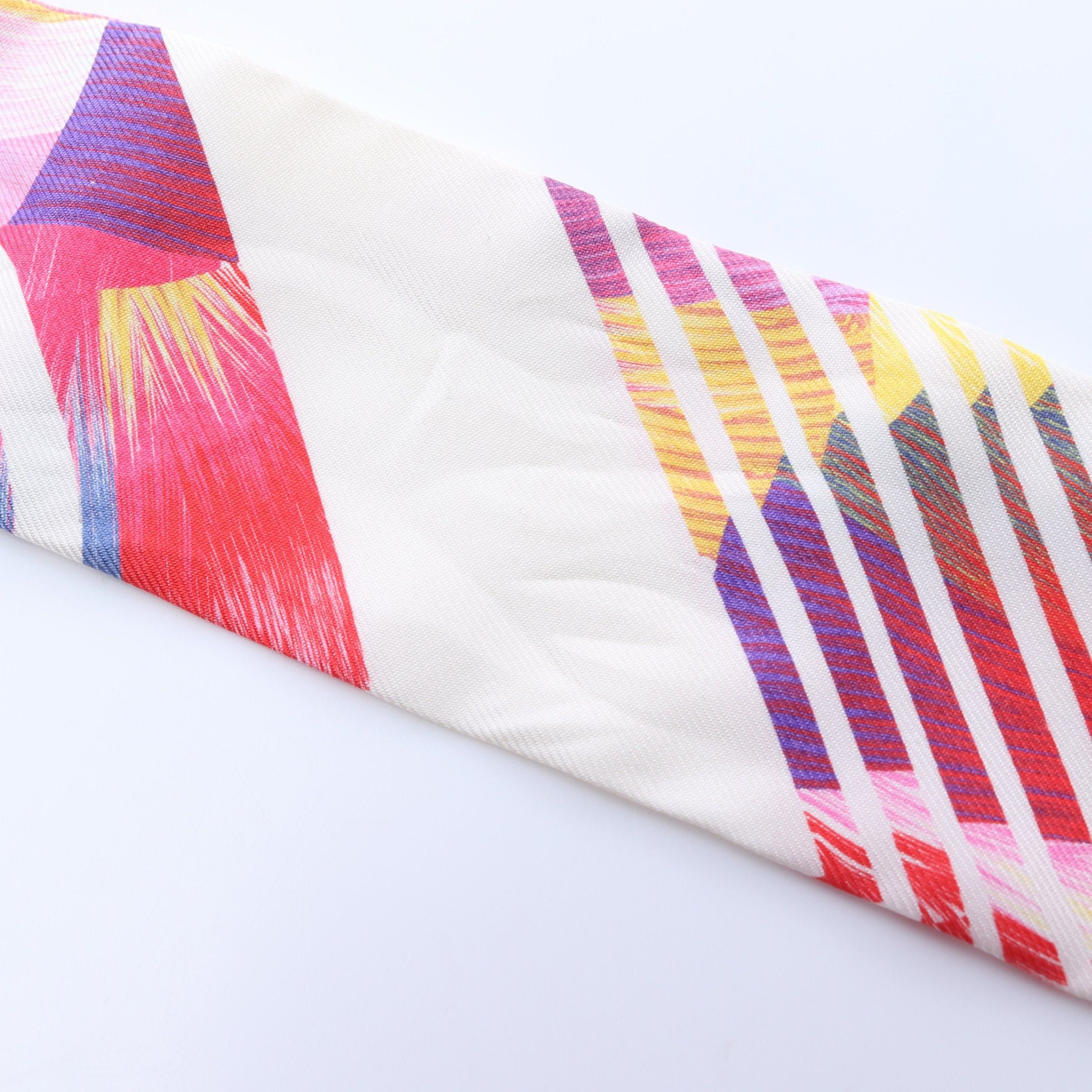 Hermes Hermes Twilly Ex-Libris Marble Ribbon Scarf Silk Off White Multicolor Size ONE SIZE - 4 Thumbnail