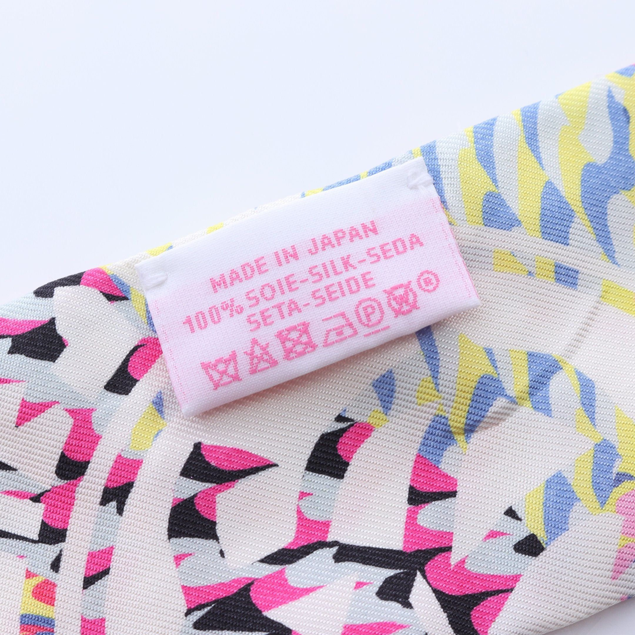 Hermes Hermes Twilly Ex-Libris Marble Ribbon Scarf Silk Off White Multicolor Size ONE SIZE - 3 Thumbnail