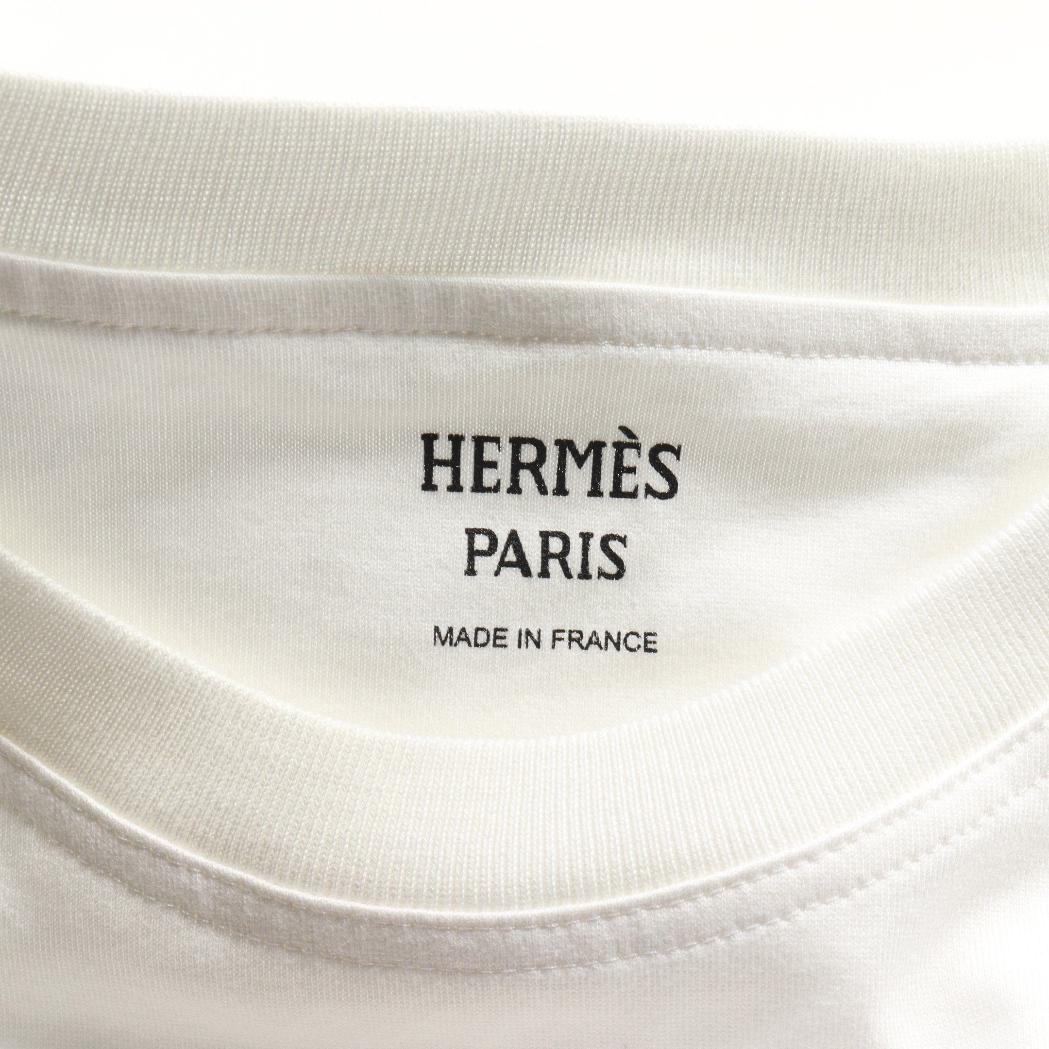 Hermes Hermes Cartouche T-Shirt Crew Neck Cotton White Size ONE SIZE - 3 Thumbnail