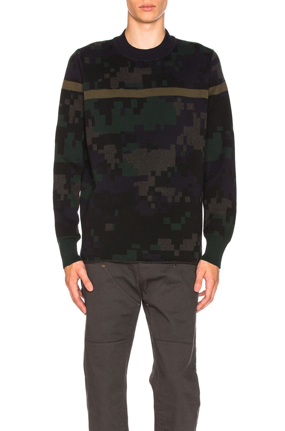 Sacai Sacai Black/Navy/Green Camouflage Sweater Size US L / EU 52-54 / 3 - 6 Thumbnail