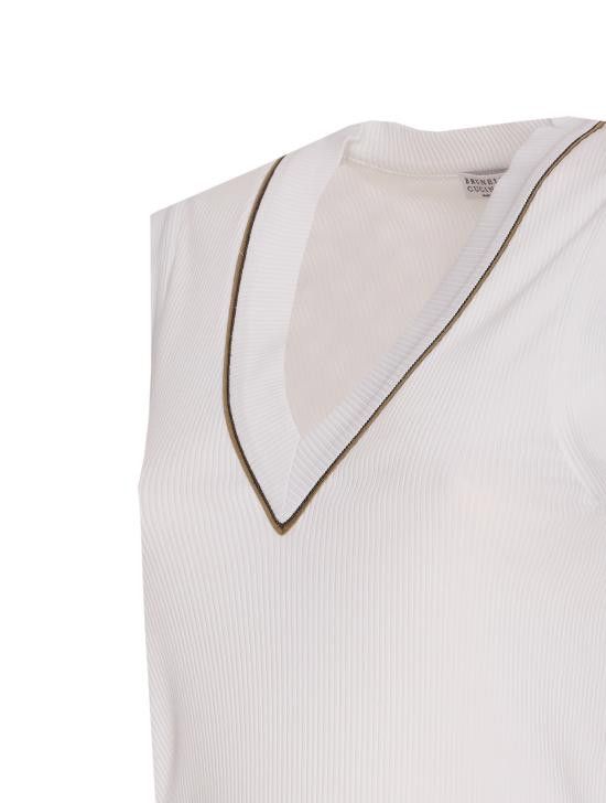 Brunello Cucinelli BRUNELLO CUCINELLI Women Tops MG902FP312 COW29 White Size M / US 6-8 / IT 42-44 - 3 Thumbnail