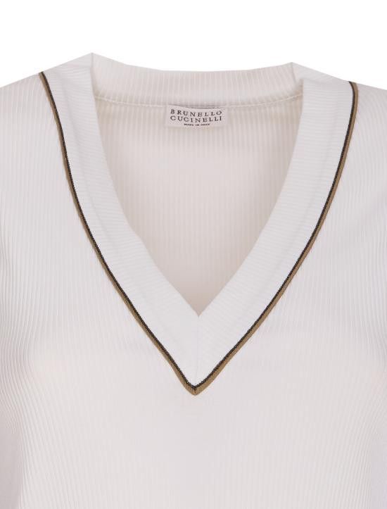 Brunello Cucinelli BRUNELLO CUCINELLI Women Tops MG902FP312 COW29 White Size M / US 6-8 / IT 42-44 - 4 Thumbnail