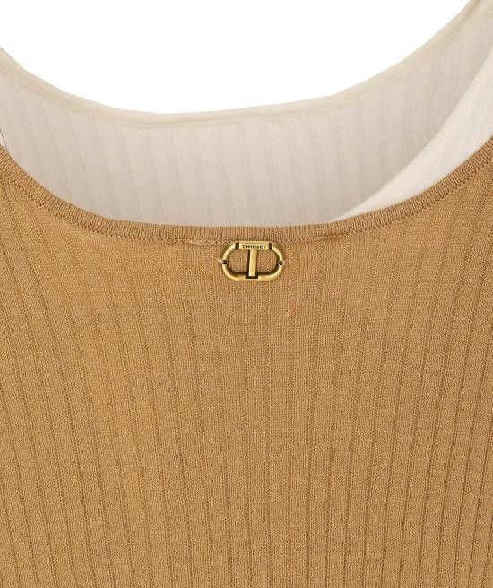 TWINSET TWINSET Women Tops 251TE3015 12292 Beige Size L / US 10 / IT 46 - 3 Thumbnail