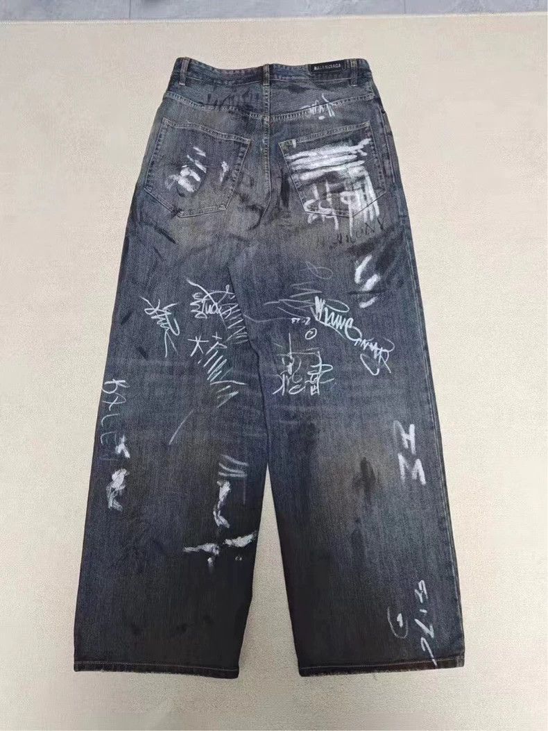 Balenciaga Balenciaga Graffiti Hand-painted Denim Pants Size US 30 / EU 46 - 2 Thumbnail