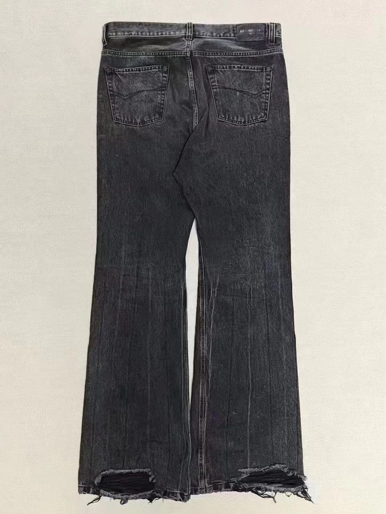 Balenciaga Balenciaga Flared Wash Destroyed Denim Pants Size US 32 / EU 48 - 2 Thumbnail