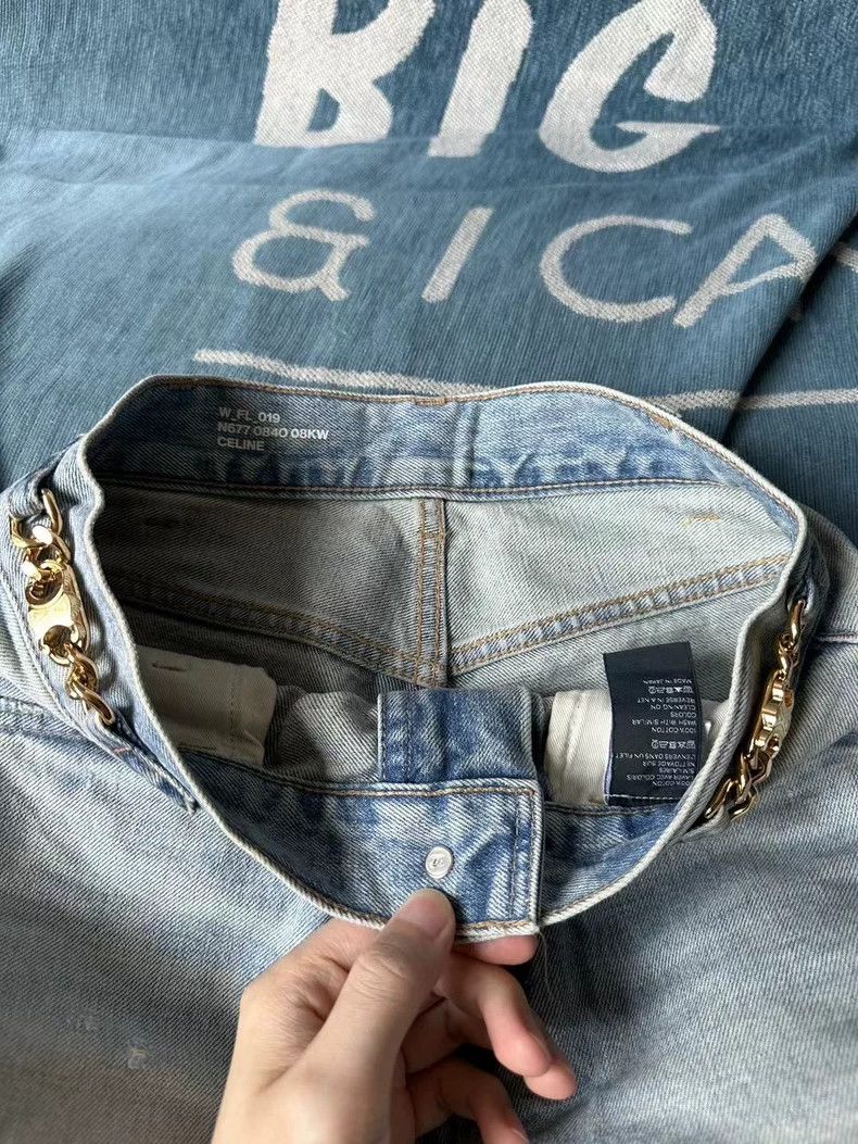 Celine Celine Chain Detail Washed Denim Pants Size US 26 / EU 42 - 3 Thumbnail