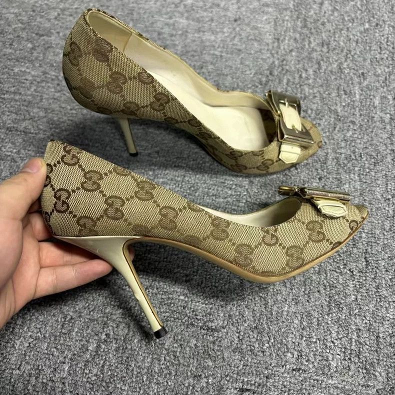Gucci Gucci Brown Open-Toe High Heels with Logo Size US 6 / IT 36 - 2 Thumbnail