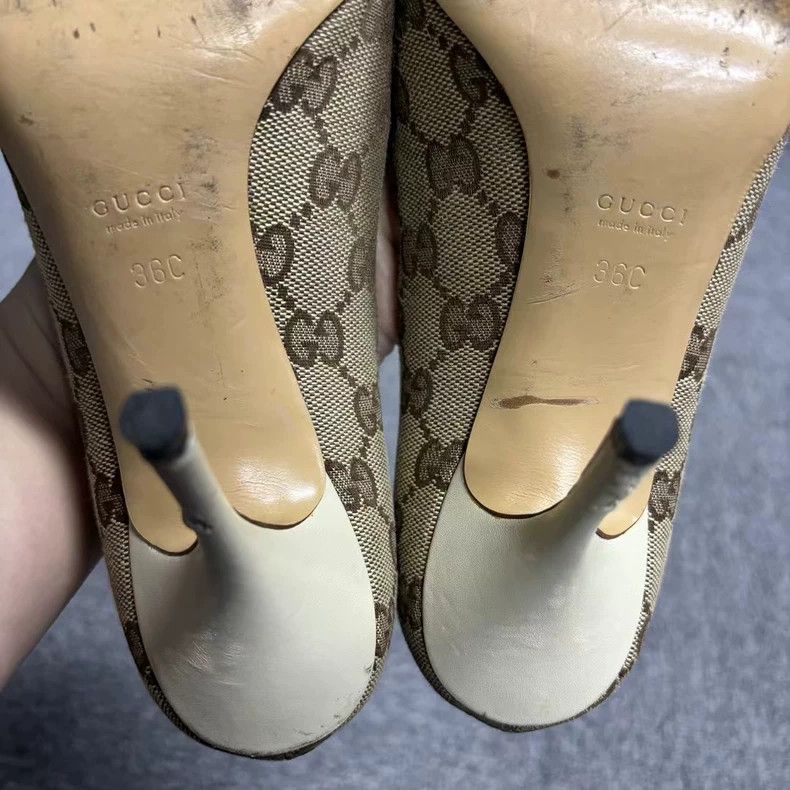 Gucci Gucci Brown Open-Toe High Heels with Logo Size US 6 / IT 36 - 4 Thumbnail