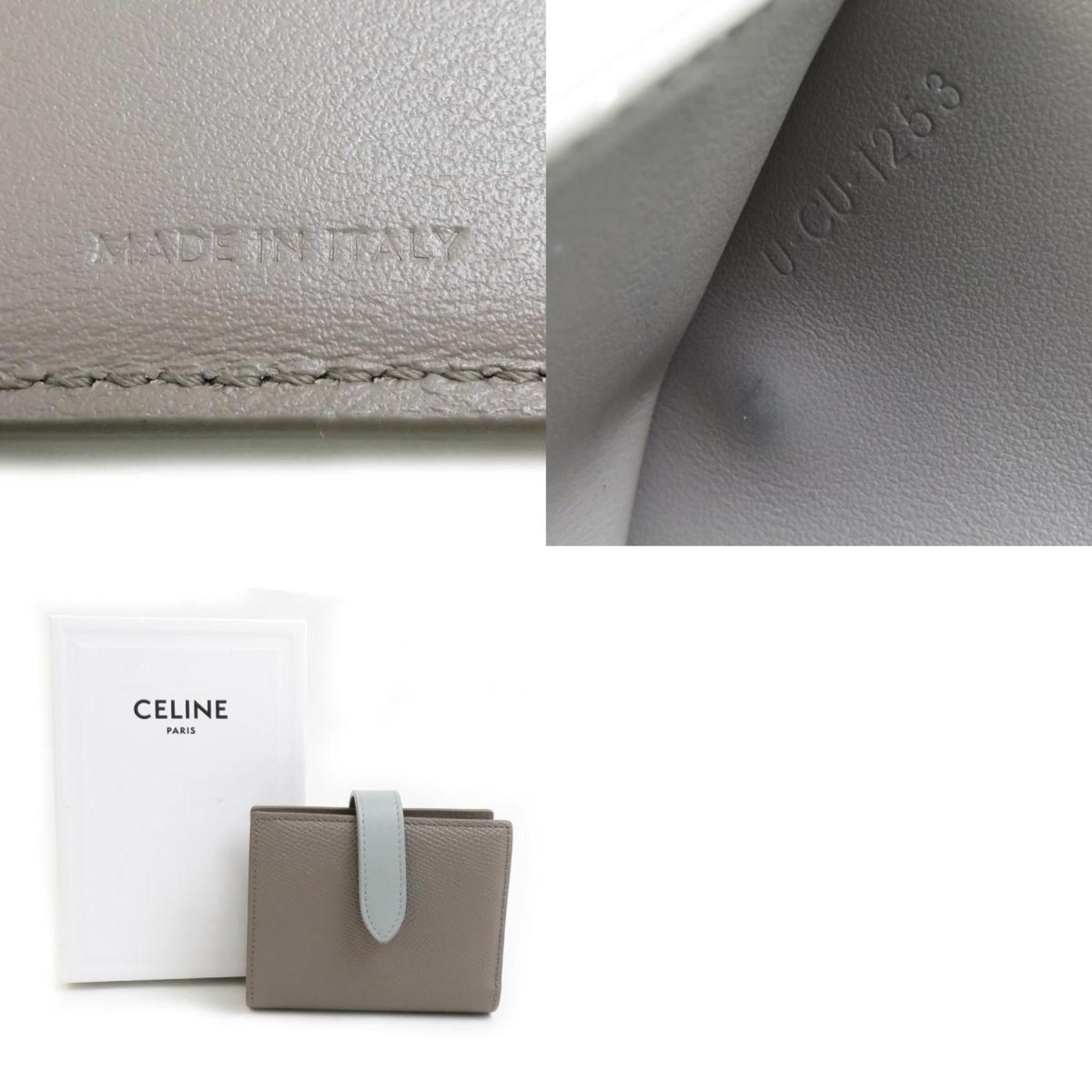 Celine CELINE Bi-fold wallet Leather Greige x Blue-Grey Women's 55988g Size ONE SIZE - 5 Thumbnail