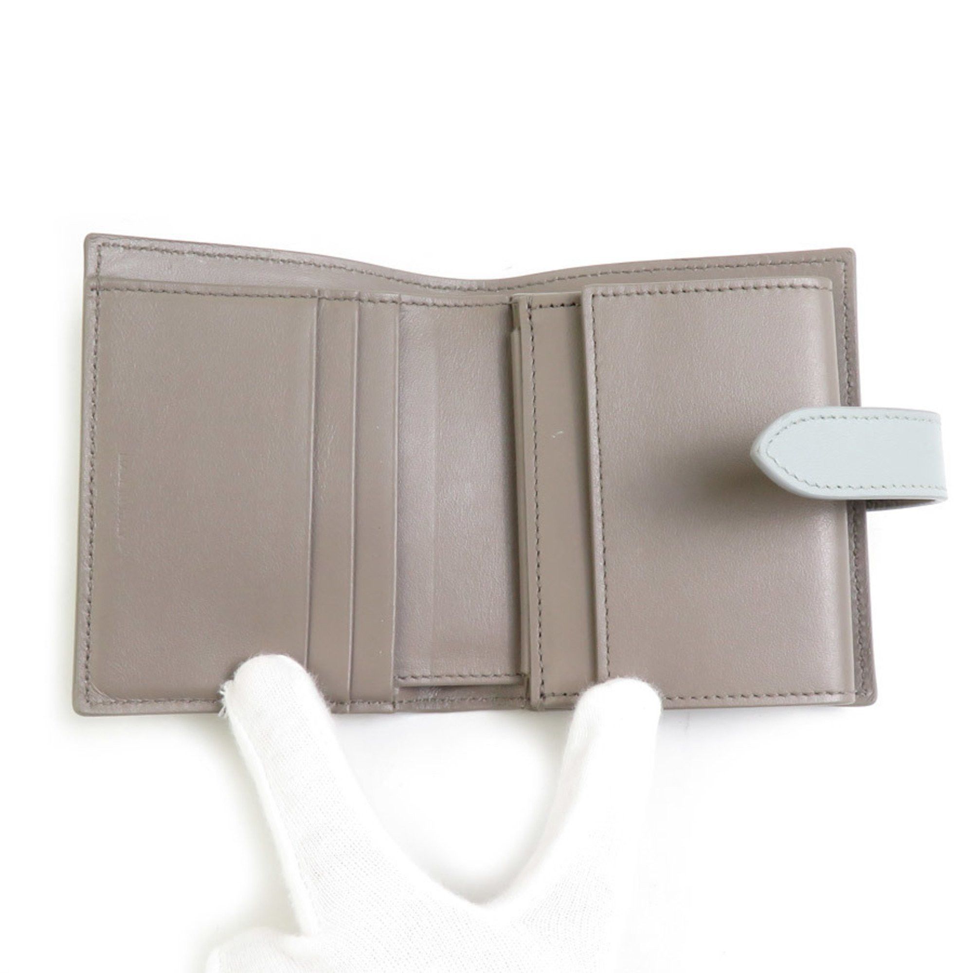 Celine CELINE Bi-fold wallet Leather Greige x Blue-Grey Women's 55988g Size ONE SIZE - 3 Thumbnail