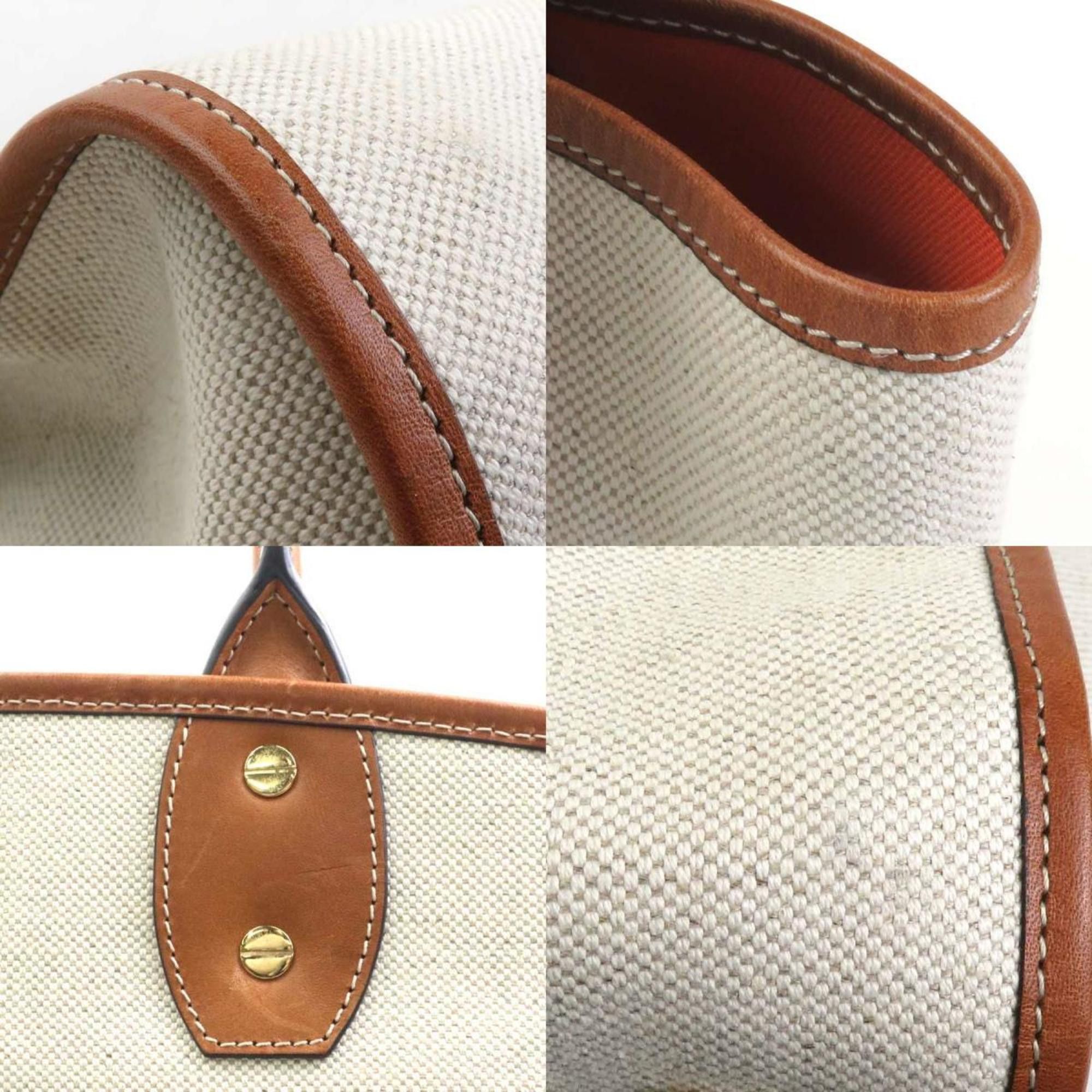 Salvatore Ferragamo Salvatore Ferragamo Handbag Gancini Canvas Leather Ivory x Brown Men's Women's 55976g Size ONE SIZE - 3 Thumbnail