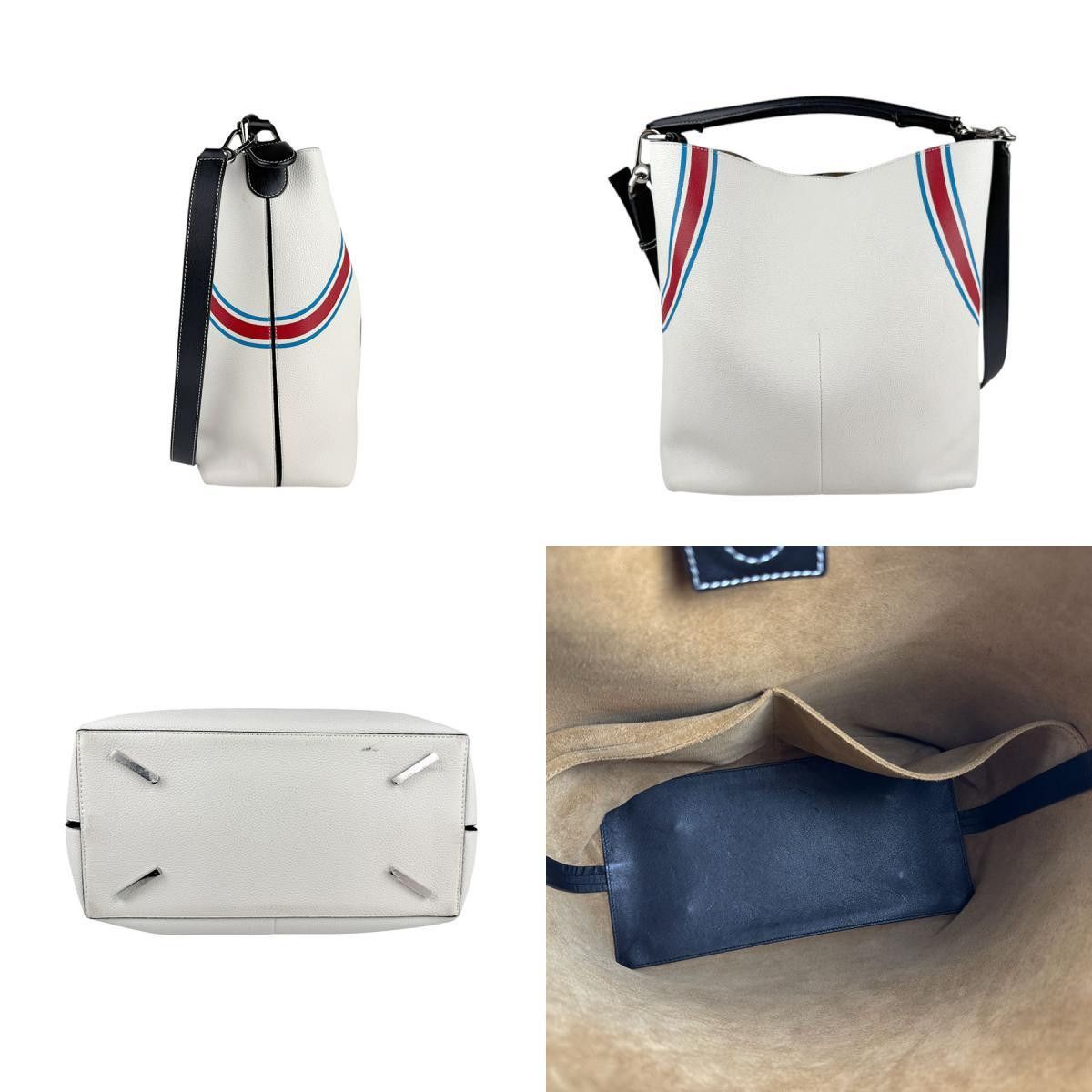 Loewe LOEWE Handbag Shoulder Bag T Bucket Leather Off-White Red Blue Black Silver Men's z4420 Size ONE SIZE - 2 Thumbnail