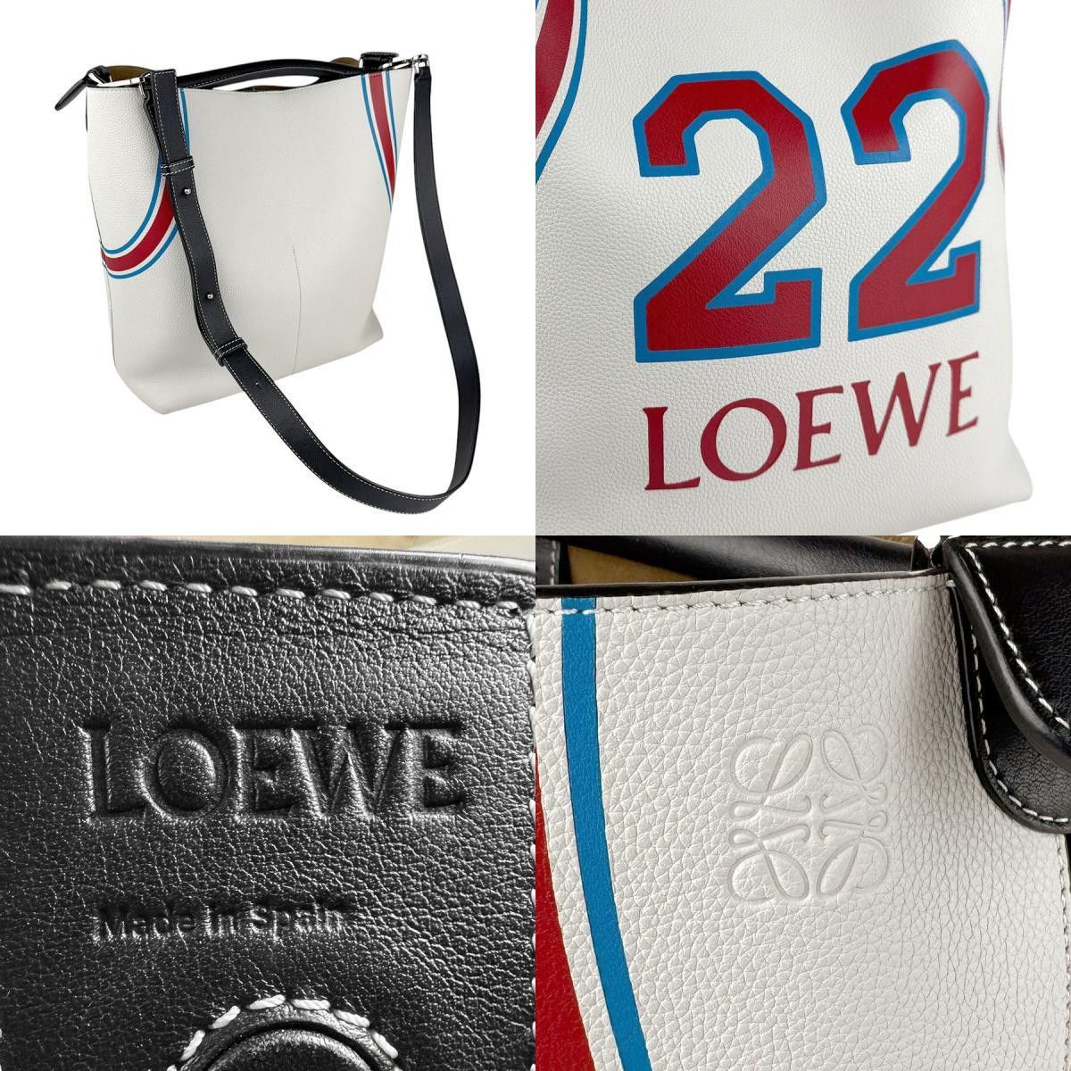 Loewe LOEWE Handbag Shoulder Bag T Bucket Leather Off-White Red Blue Black Silver Men's z4420 Size ONE SIZE - 4 Thumbnail
