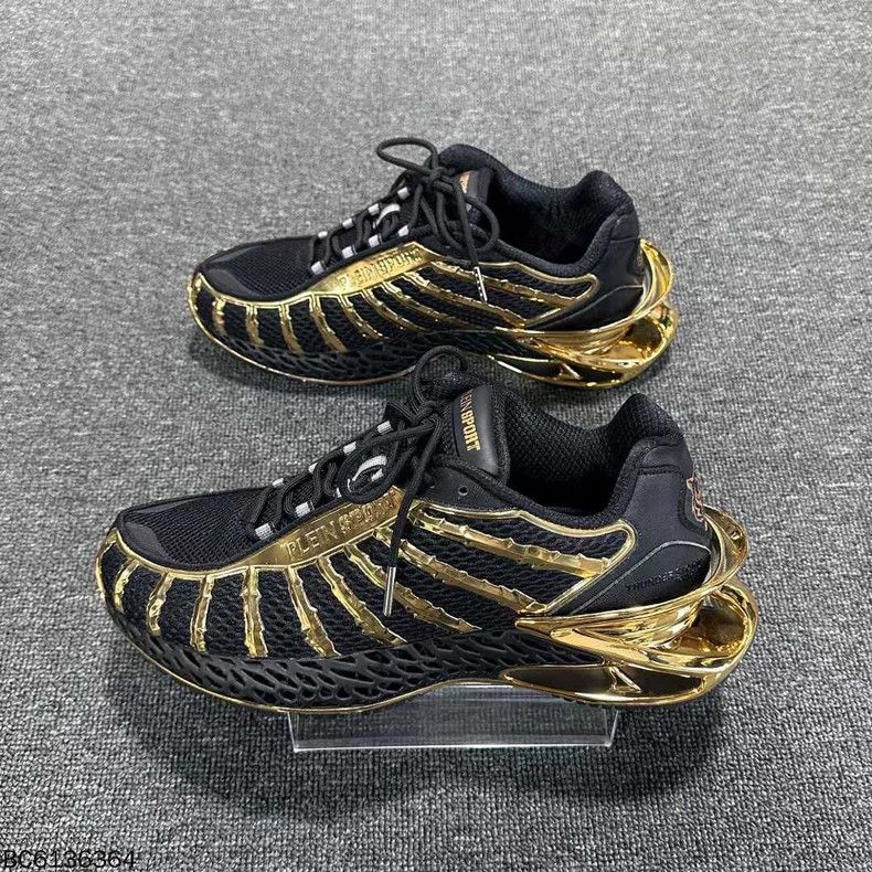 Philipp Plein Philipp Plein Sports Running Shoes Black and Gold Size US 9 / EU 42 - 3 Thumbnail