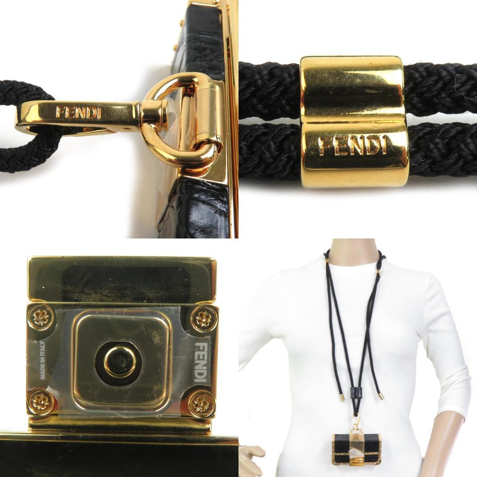 Fendi FENDI Tech Ledger Nano X Baguette Wallet Holder Metal Leather Black x Gold Men Women 90075a Size ONE SIZE - 5 Thumbnail