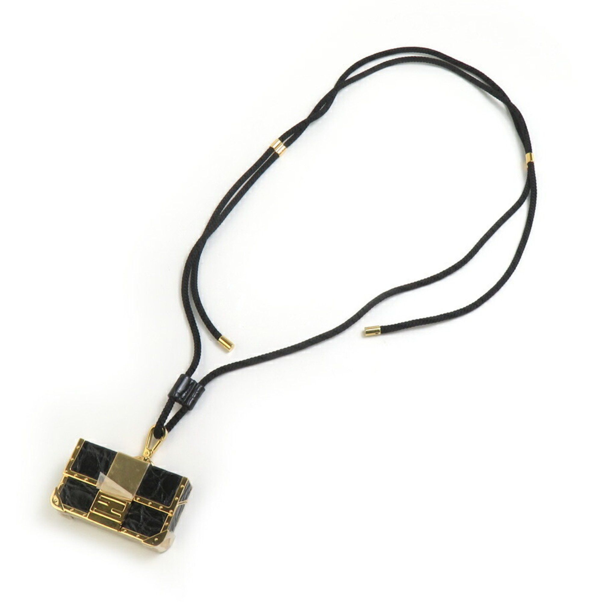 Fendi FENDI Tech Ledger Nano X Baguette Wallet Holder Metal Leather Black x Gold Men Women 90075a Size ONE SIZE - 3 Thumbnail
