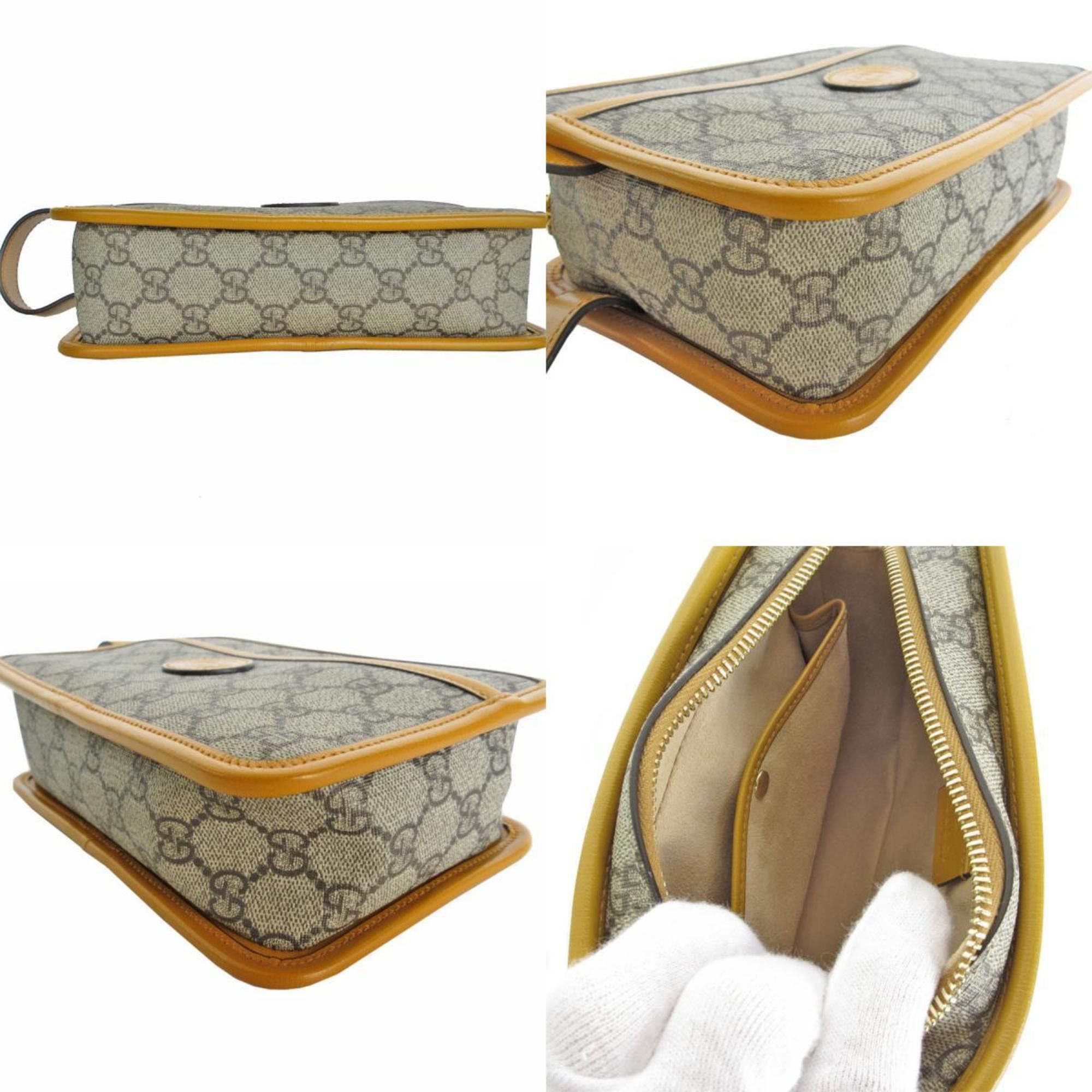 Gucci GUCCI Clutch Bag GG Supreme Canvas Leather Beige Brown Yellow Gold Men's 625764 s0547a Size ONE SIZE - 4 Thumbnail