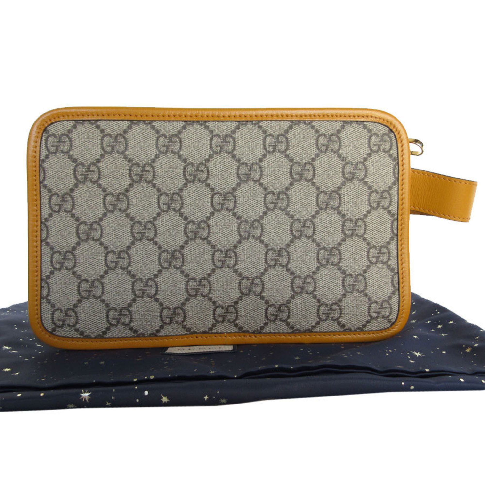 Gucci GUCCI Clutch Bag GG Supreme Canvas Leather Beige Brown Yellow Gold Men's 625764 s0547a Size ONE SIZE - 2 Thumbnail