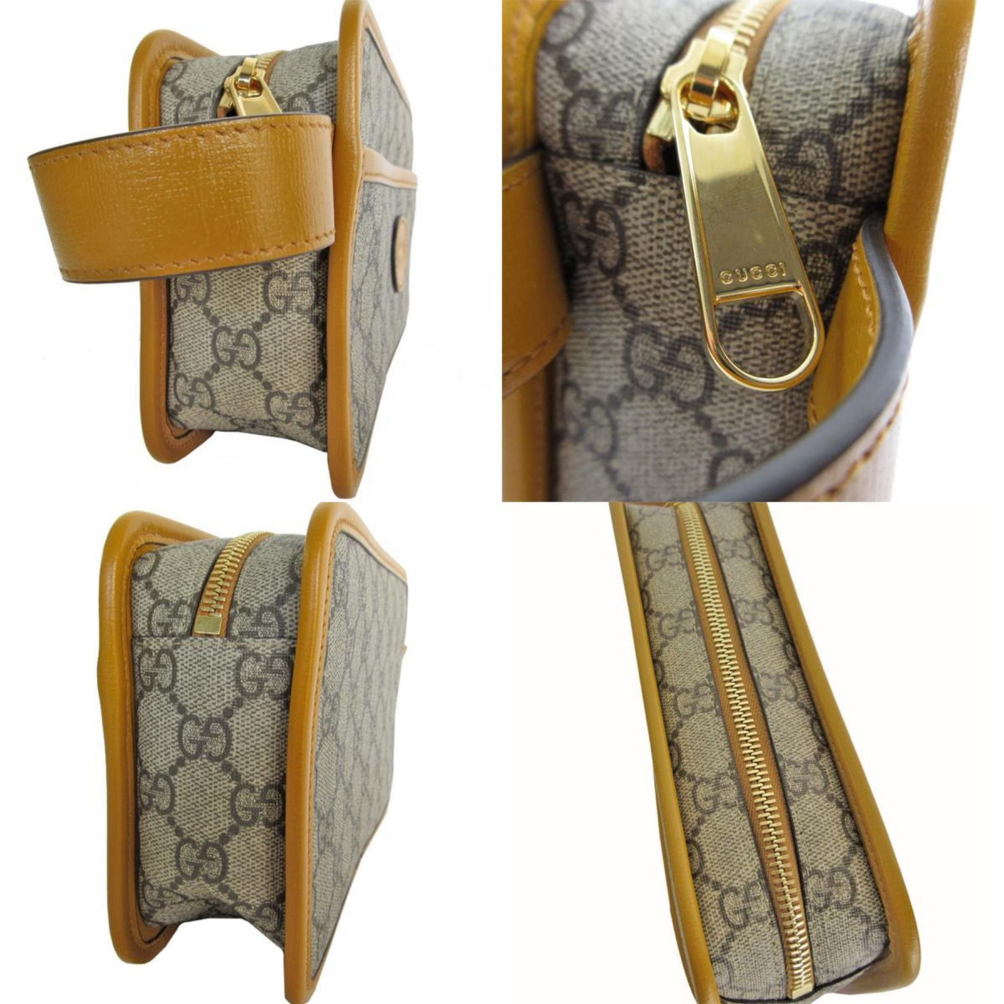 Gucci GUCCI Clutch Bag GG Supreme Canvas Leather Beige Brown Yellow Gold Men's 625764 s0547a Size ONE SIZE - 3 Thumbnail