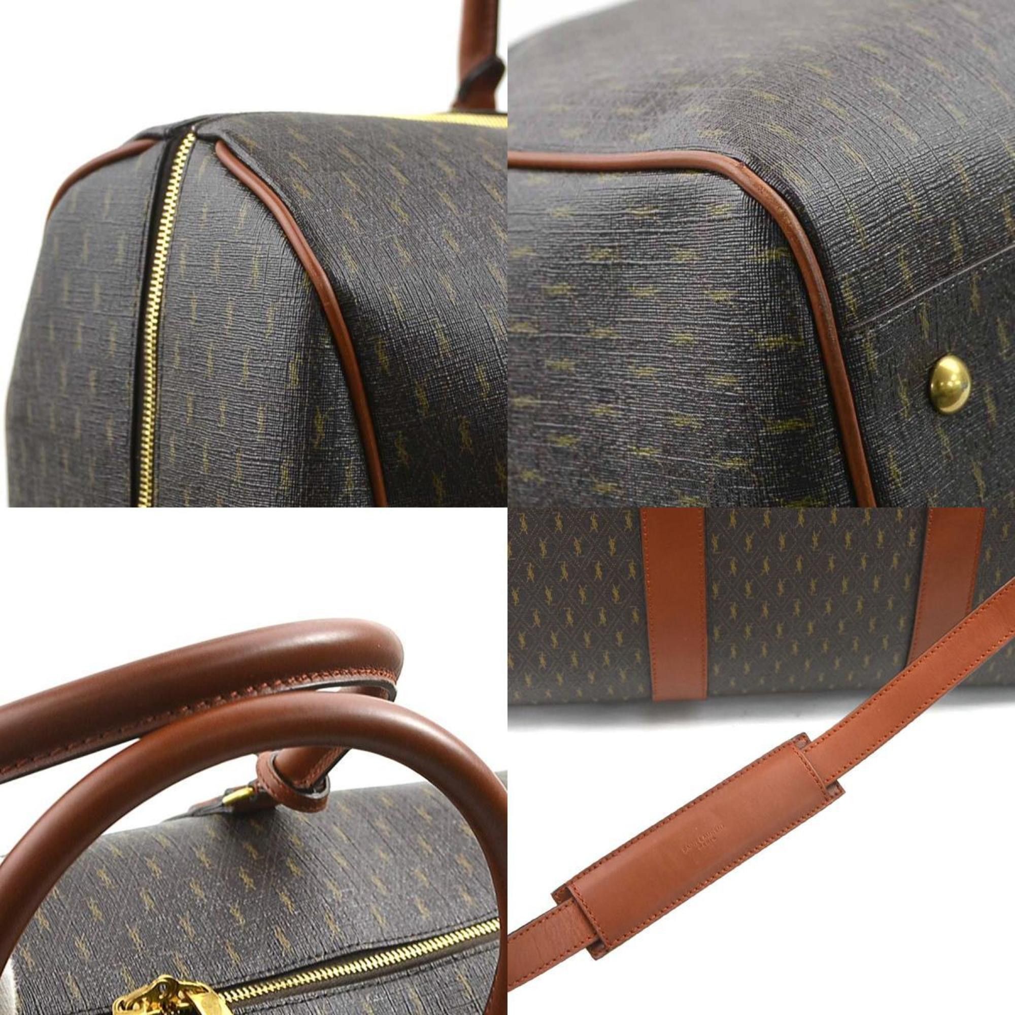 Saint Laurent Paris Saint Laurent Boston bag, coated canvas, leather, brown, for men and women, 582141, 90065g Size ONE SIZE - 3 Thumbnail