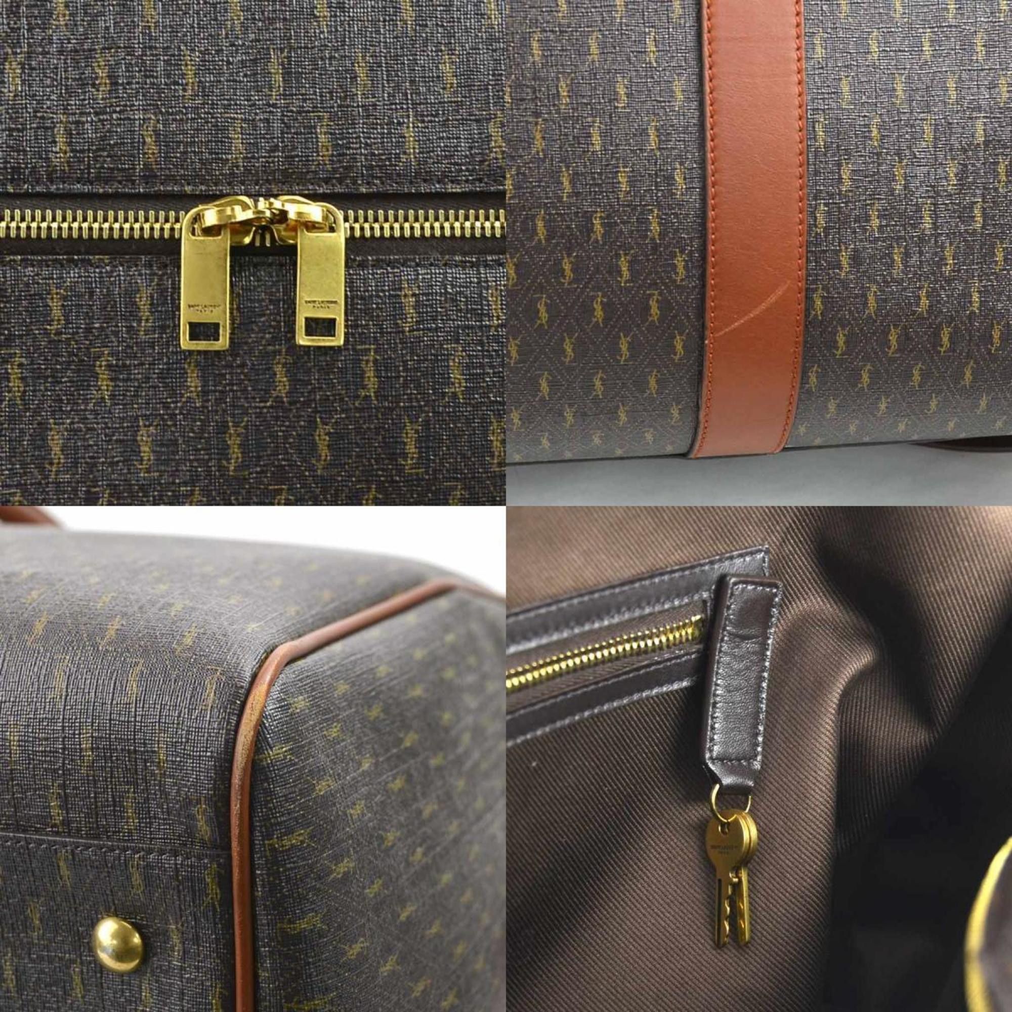 Saint Laurent Paris Saint Laurent Boston bag, coated canvas, leather, brown, for men and women, 582141, 90065g Size ONE SIZE - 4 Thumbnail
