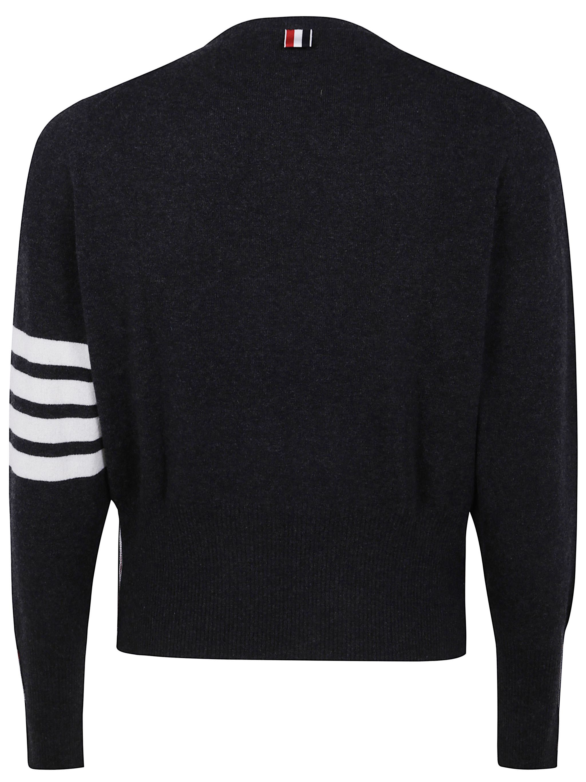 Thom Browne CLASSIC CREWNECK SHORT PULLOVER WITH WHITE 4 BAR STRIPE IN CASHMERE Size US L / EU 52-54 / 3 - 2 Thumbnail
