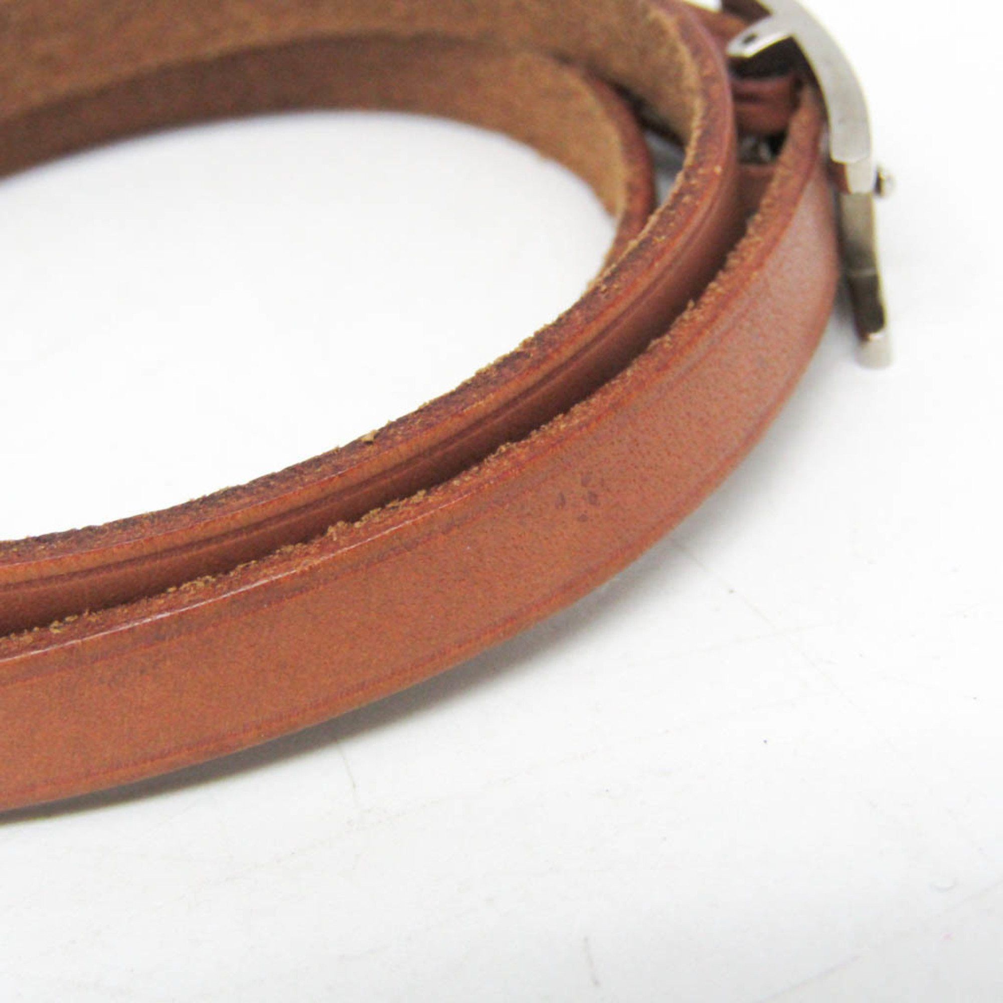 Hermes Hermes Hapi Choker Leather,Metal Bangle Brown,Silver Size ONE SIZE - 4 Thumbnail