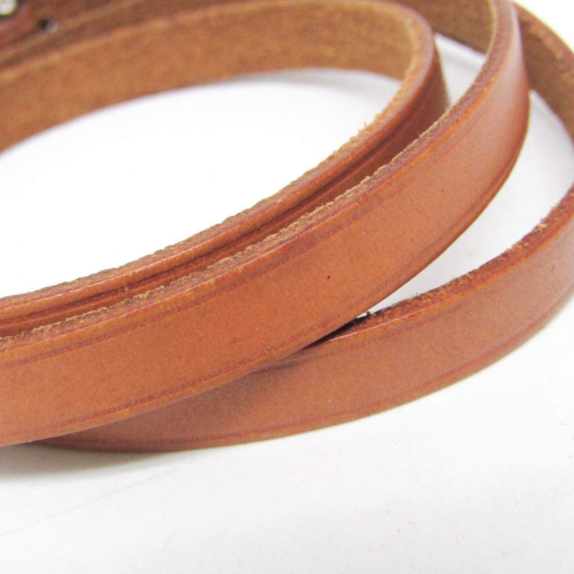 Hermes Hermes Hapi Choker Leather,Metal Bangle Brown,Silver Size ONE SIZE - 6 Thumbnail