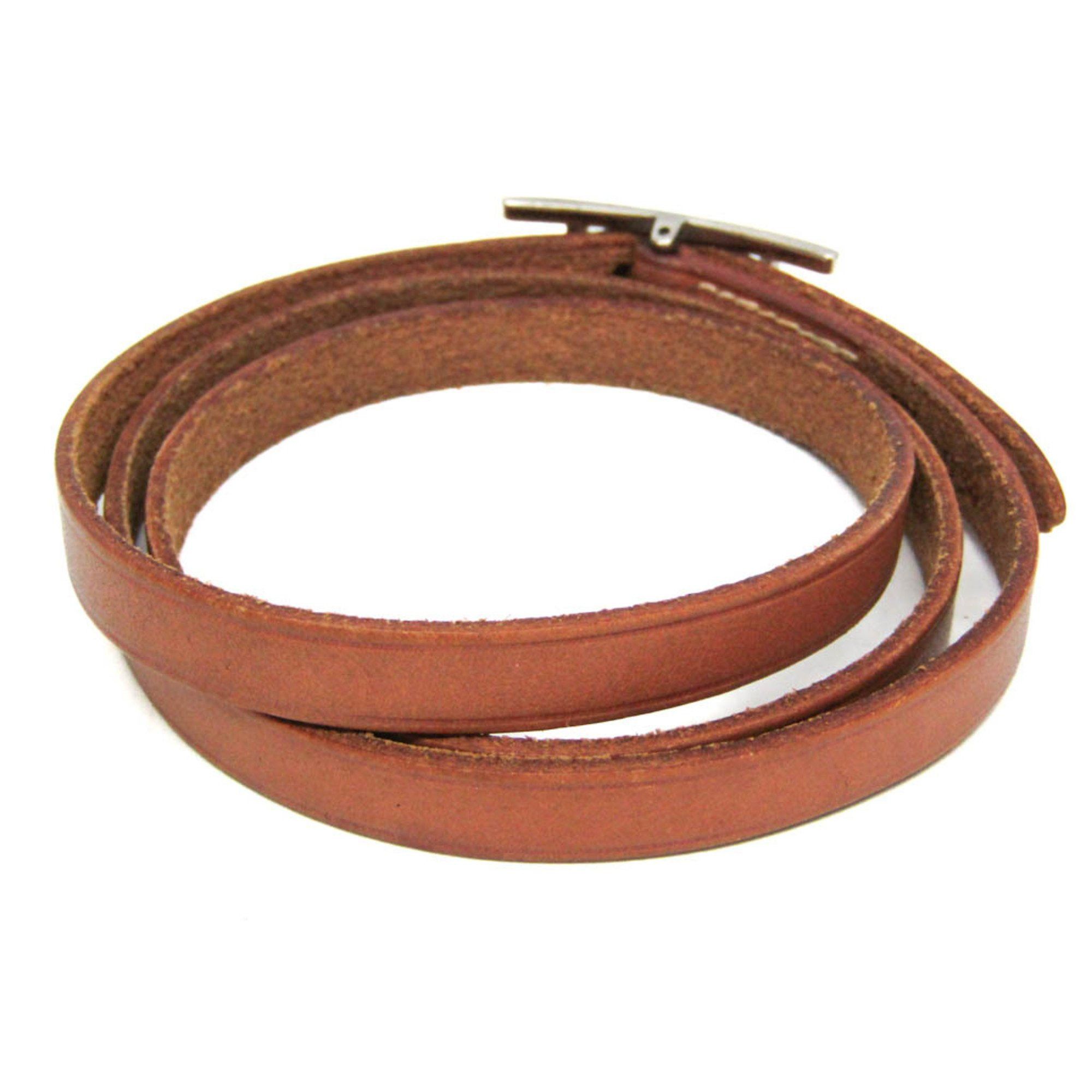 Hermes Hermes Hapi Choker Leather,Metal Bangle Brown,Silver Size ONE SIZE - 2 Thumbnail