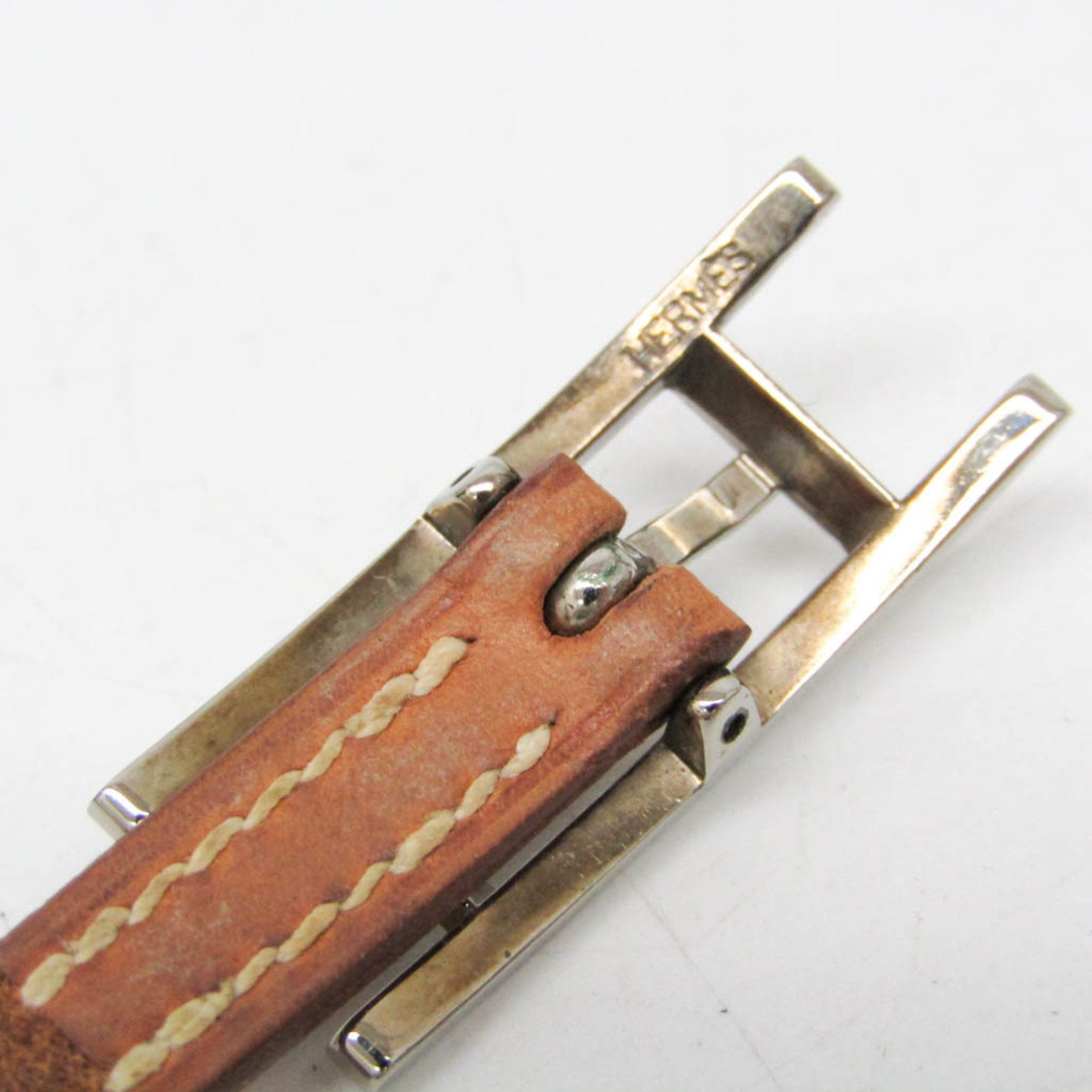 Hermes Hermes Hapi Choker Leather,Metal Bangle Brown,Silver Size ONE SIZE - 8 Thumbnail