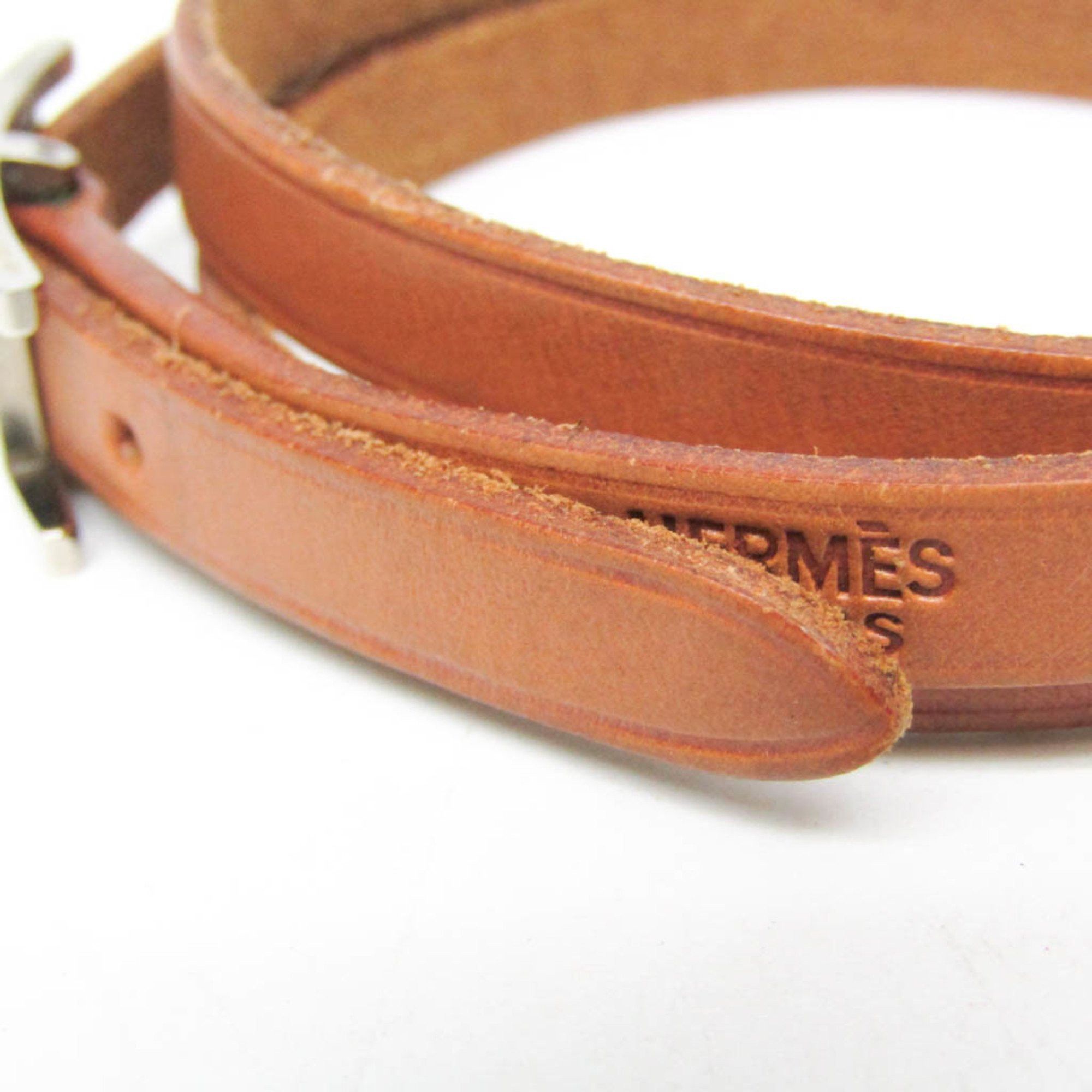 Hermes Hermes Hapi Choker Leather,Metal Bangle Brown,Silver Size ONE SIZE - 3 Thumbnail