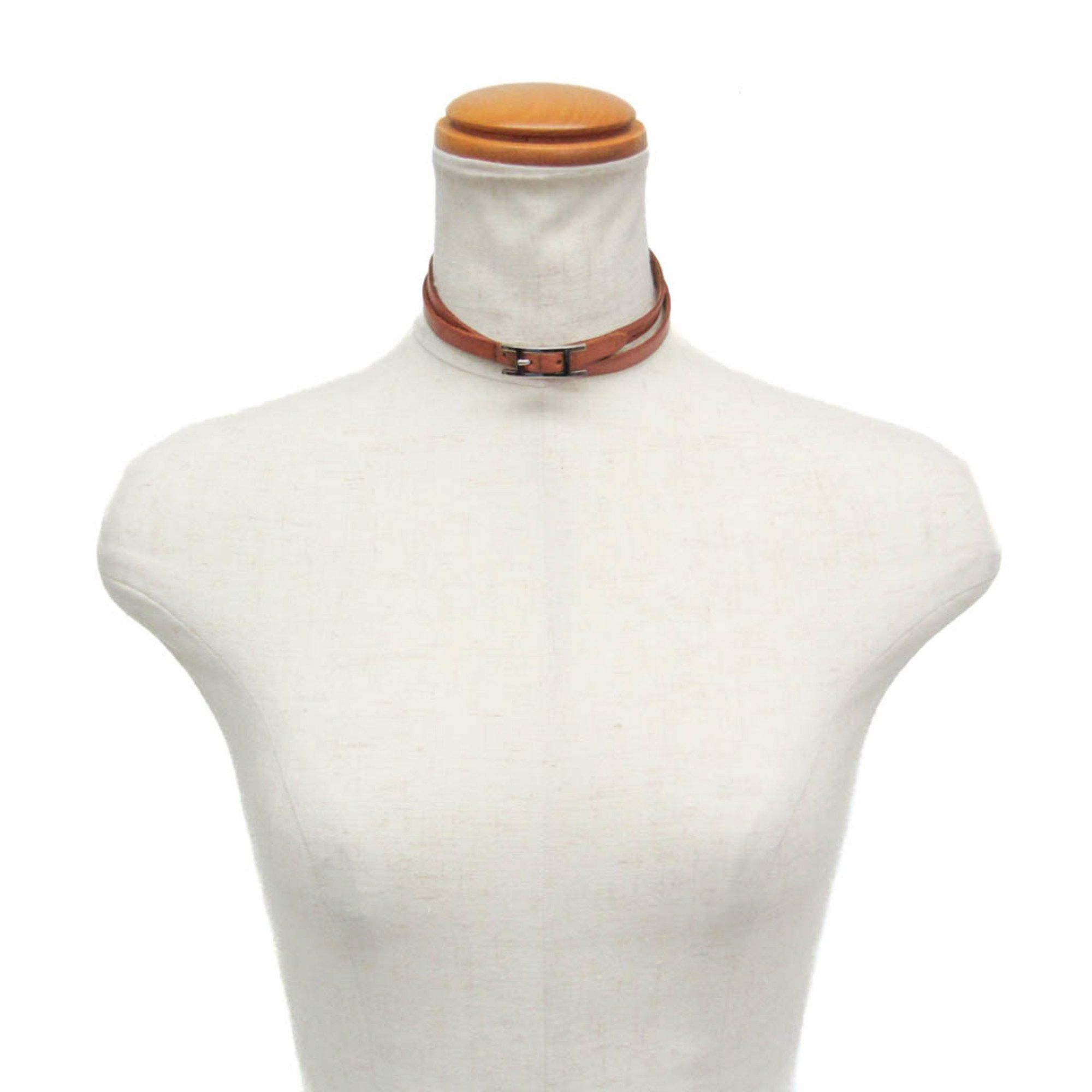 Hermes Hermes Hapi Choker Leather,Metal Bangle Brown,Silver Size ONE SIZE - 11 Thumbnail